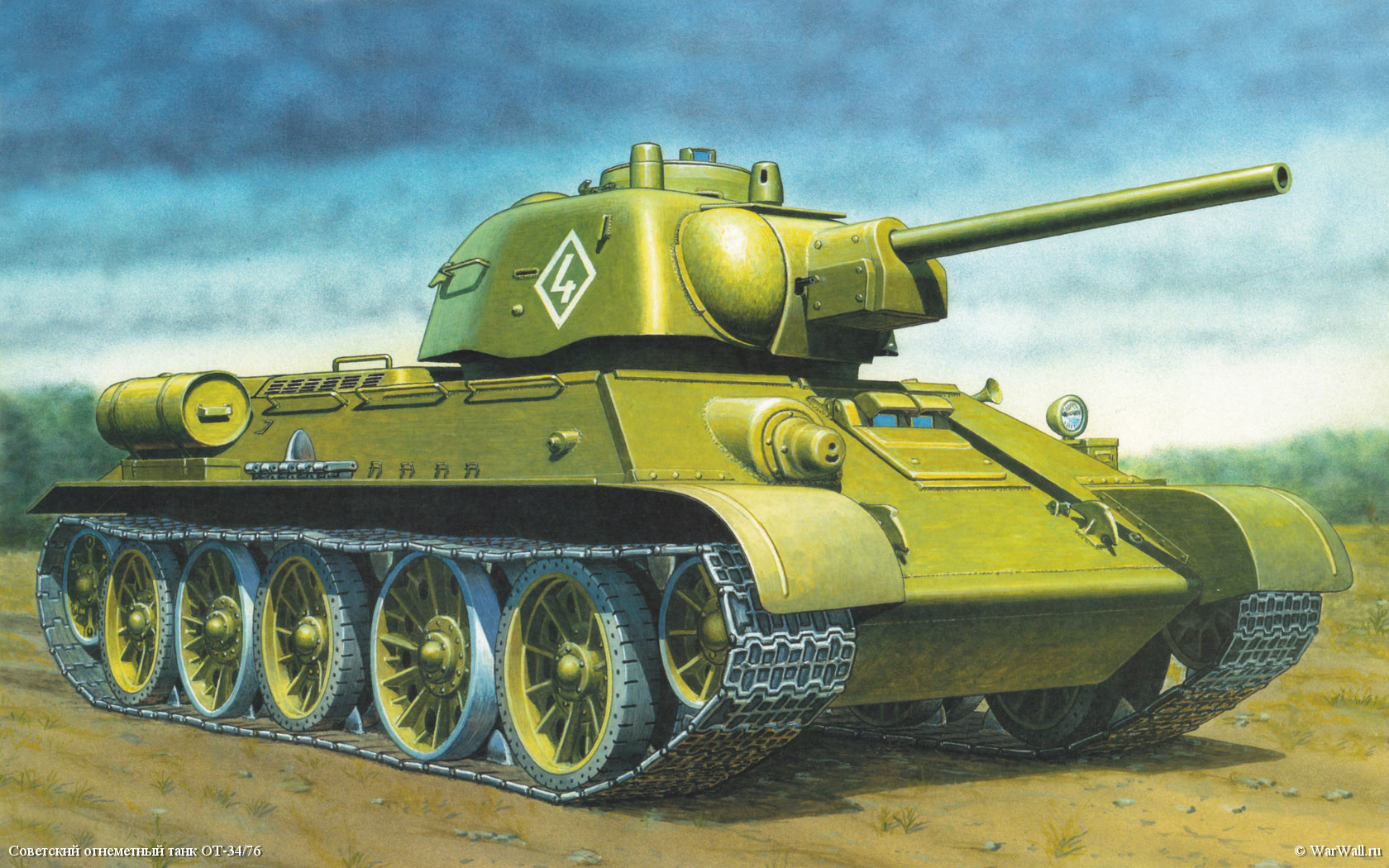 рисунок 3524 Огнемётный танк ОТ-34/76