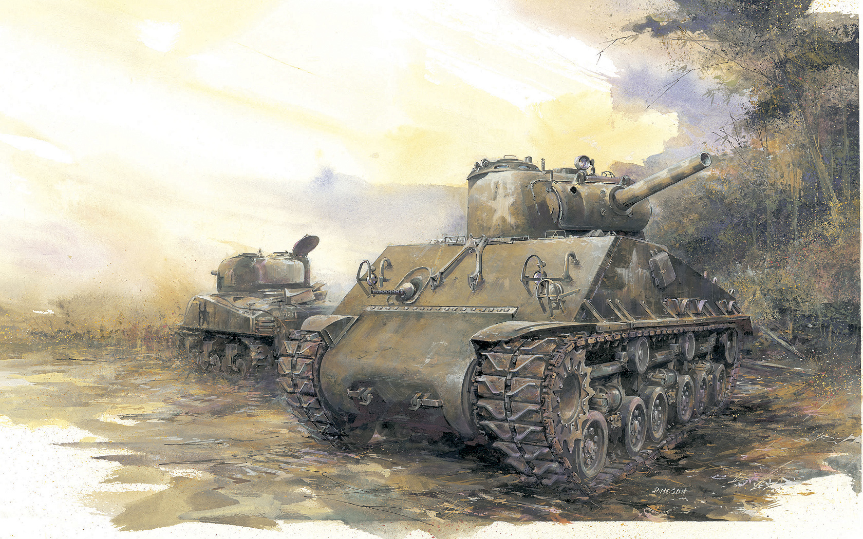 рисунок Sherman M4A3 105mm HVSS