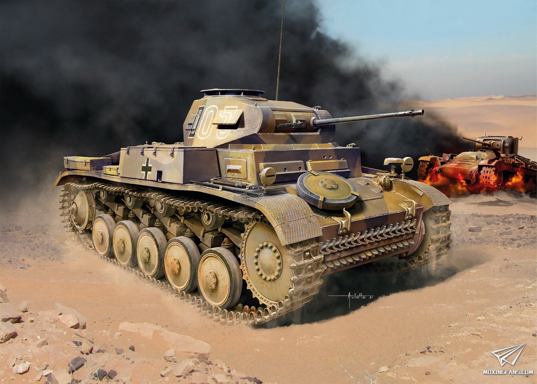 рисунок German Panzer II Ausf.F North Afrika