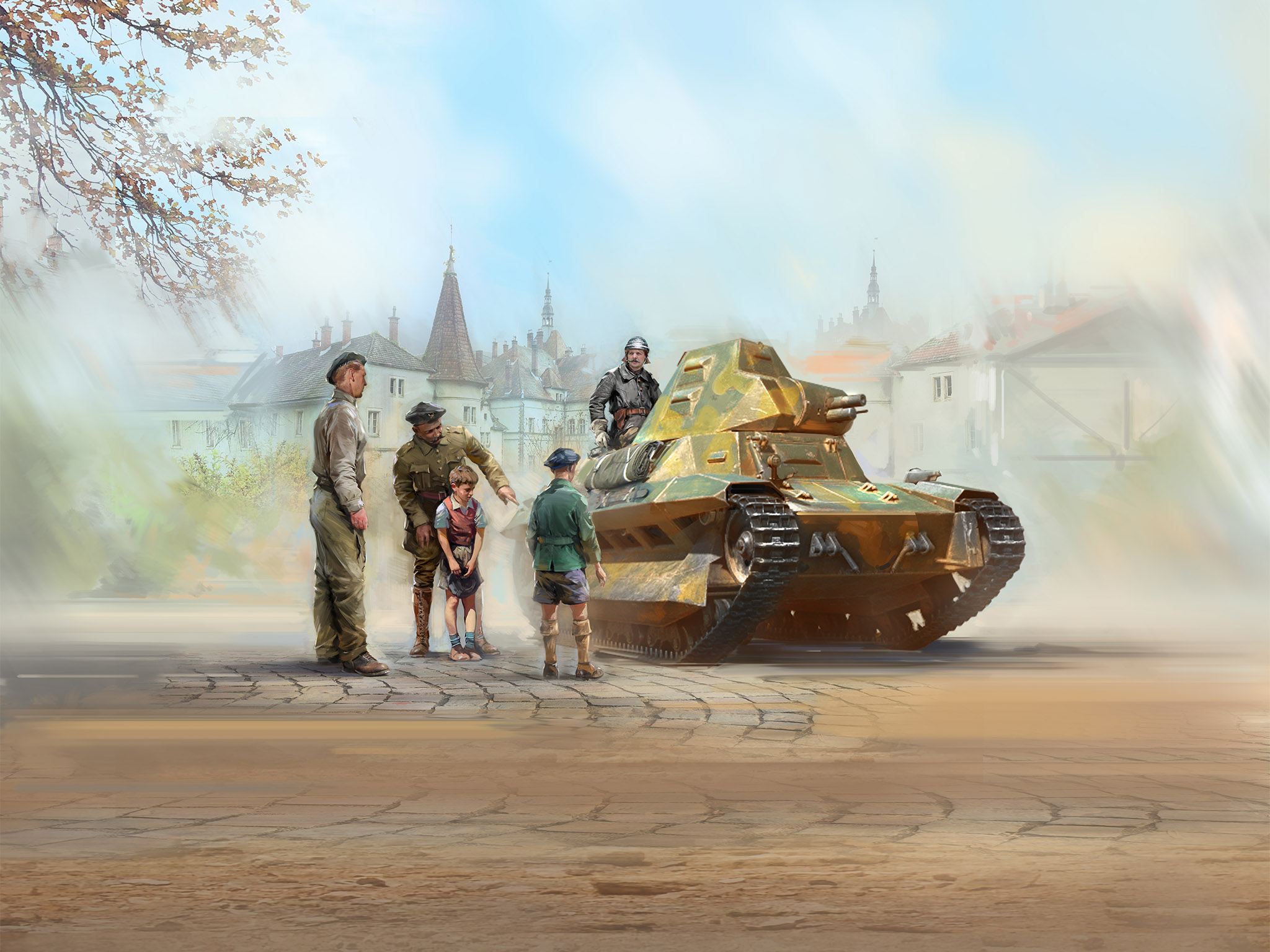 рисунок FCM 36 with French Tank Crew