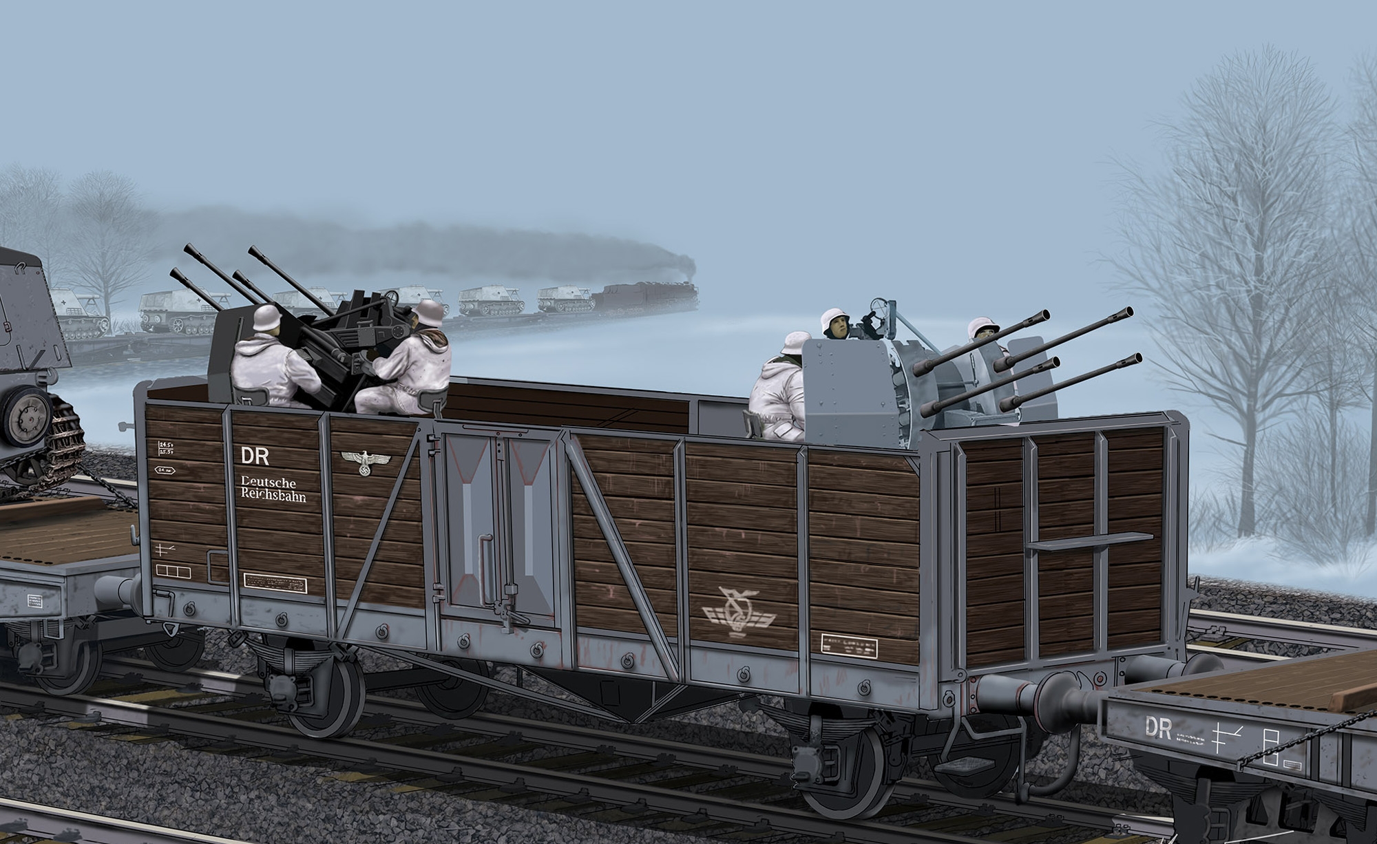 рисунок Railway Gondola Typ Ommr w/2cm Flakvierling 38
