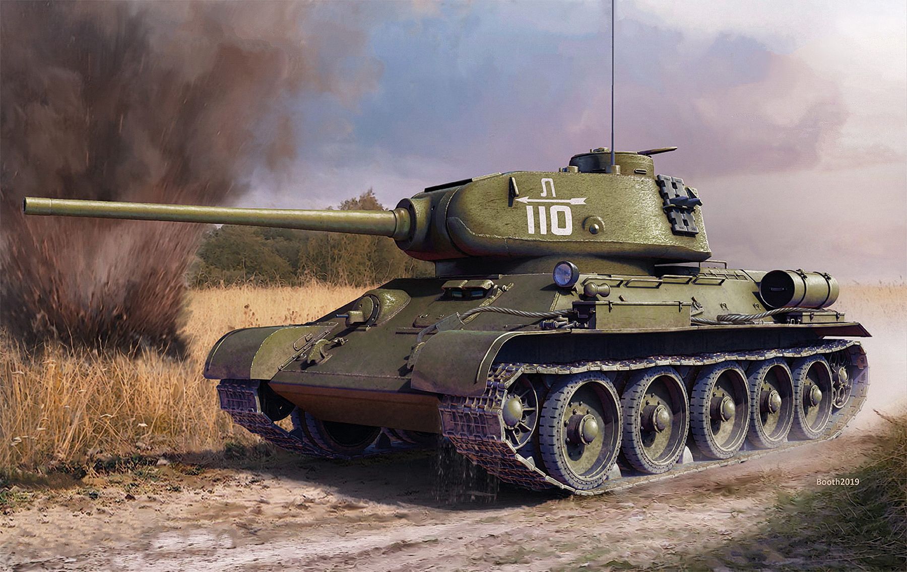 рисунок T-34/85 w/D-5T