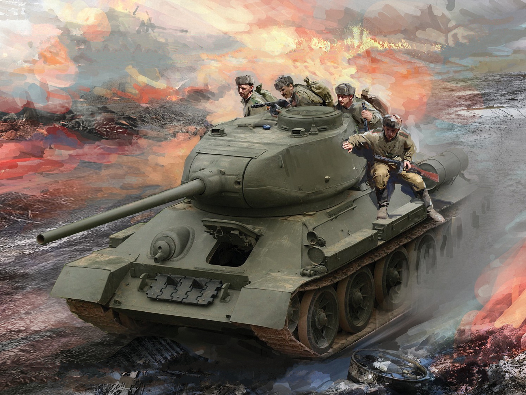 рисунок T-34-85 w/Soviet Tank Riders