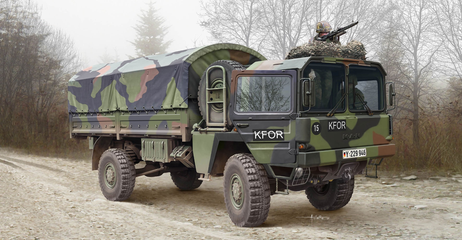рисунок Fighting Vehicle German MAN-5 Military Truck