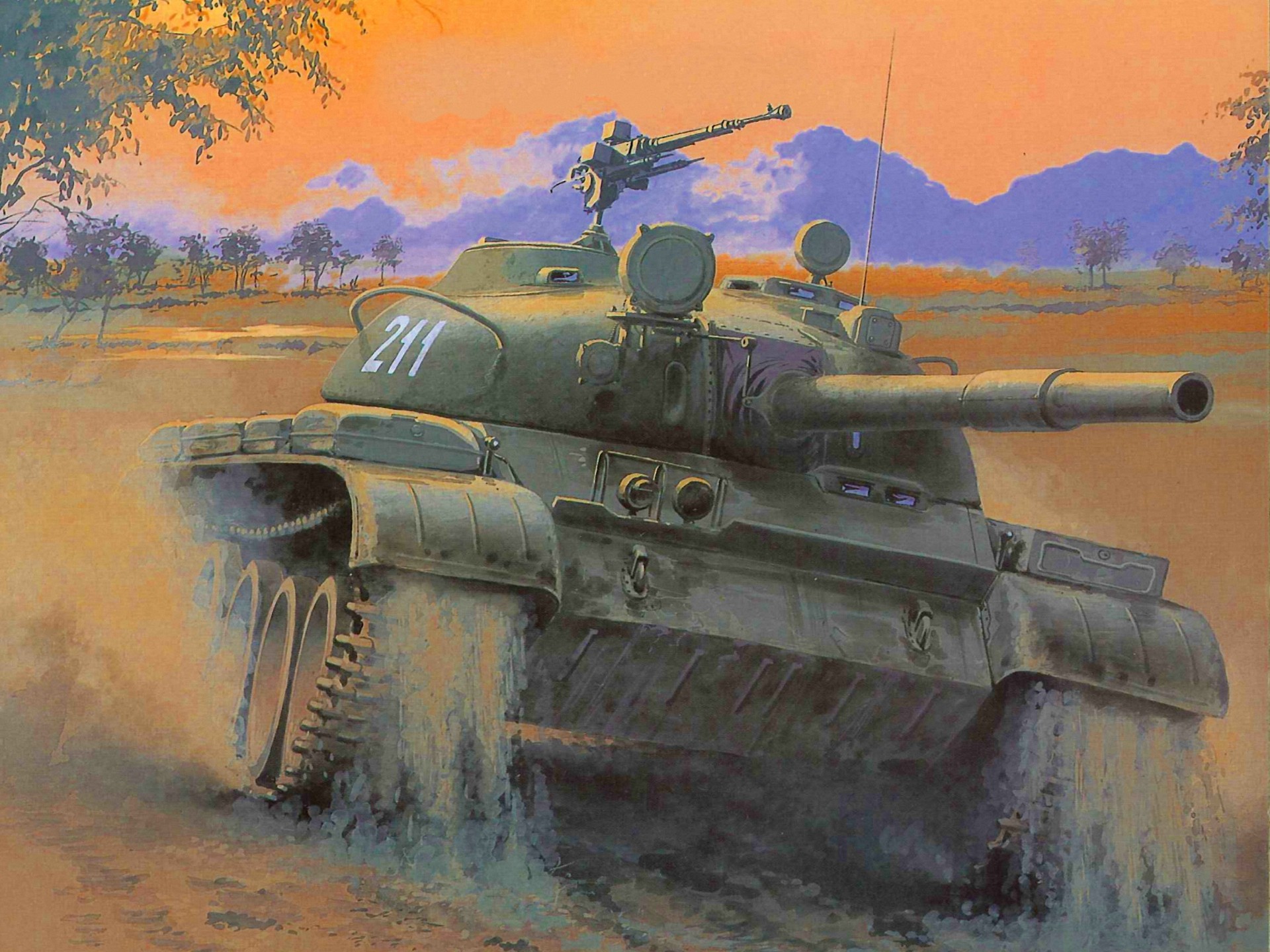 рисунок Средний танк Т-62
