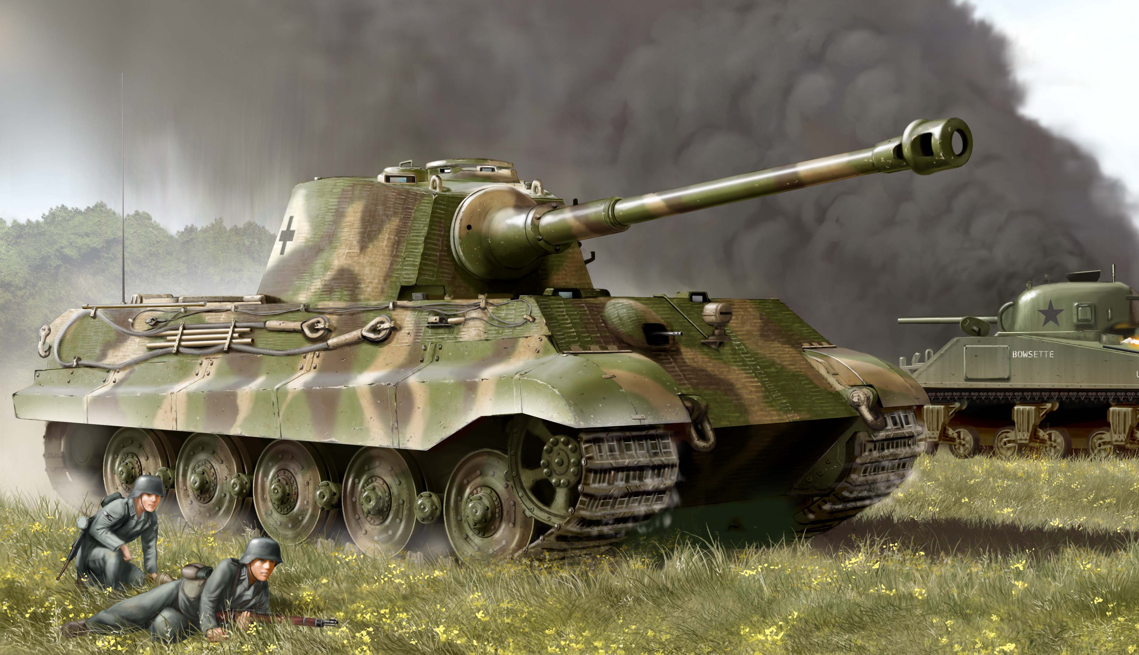 рисунок Кениг Тигр против союзников