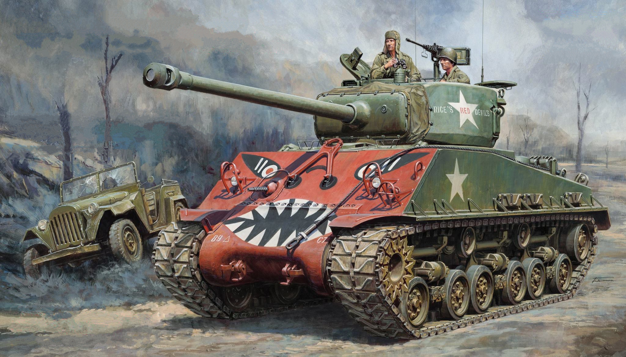 рисунок M4A3E8 Sherman "Easy Eight", Korean War