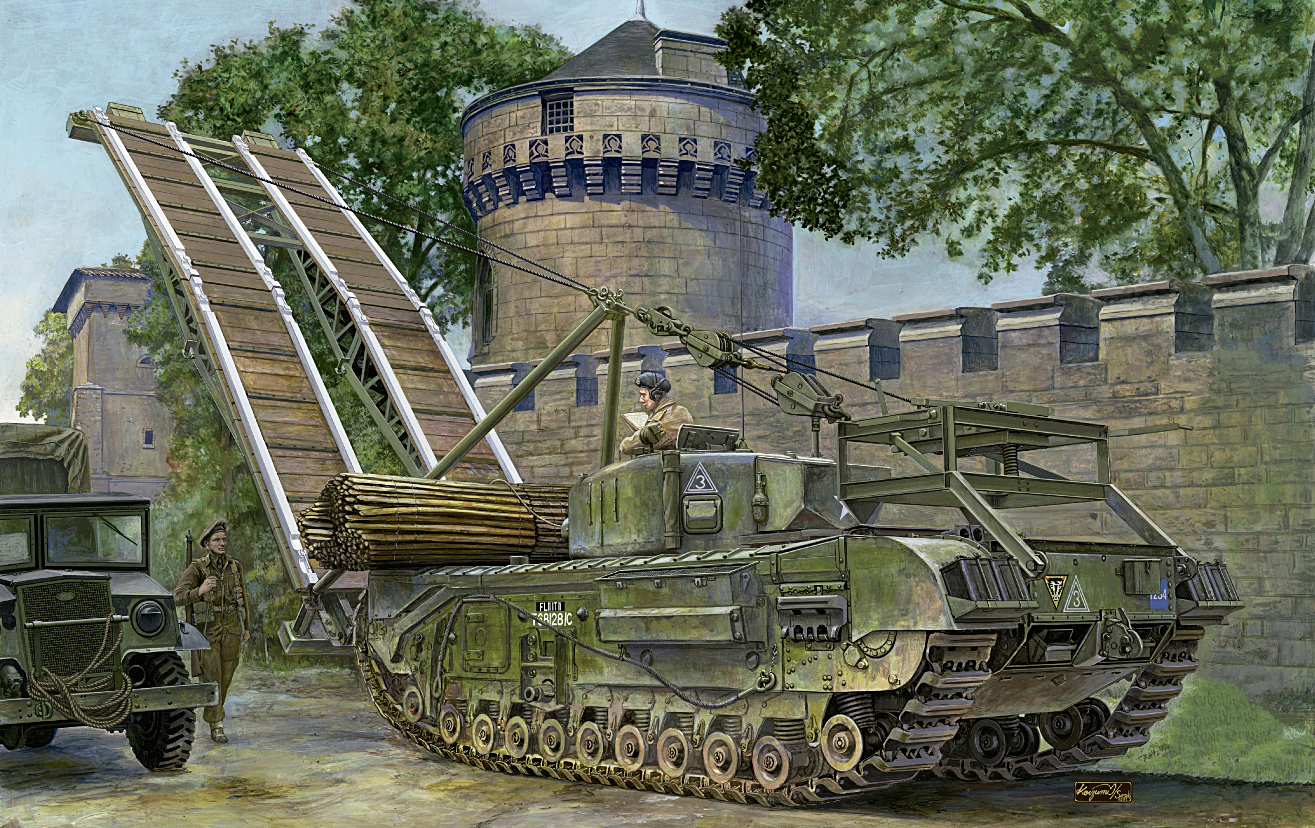 рисунок Churchill Mk.IV AVRE with SBG bridge