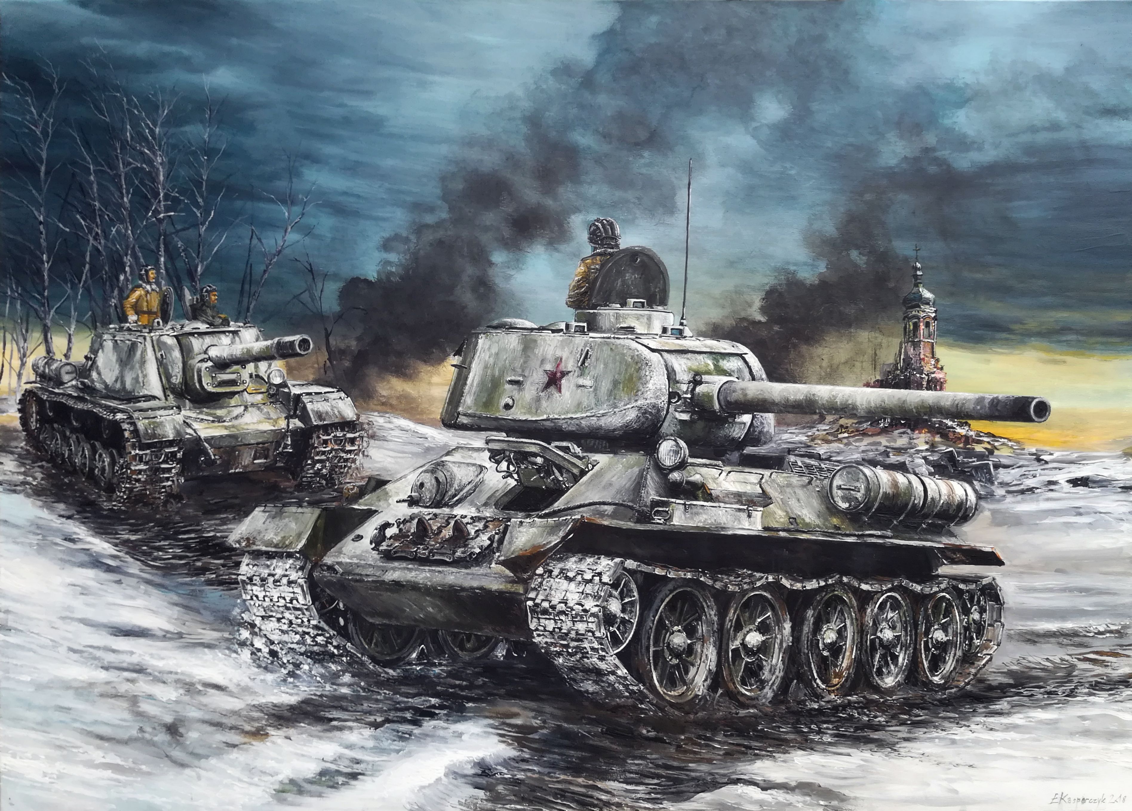 рисунок Т-34-85 и СУ-152