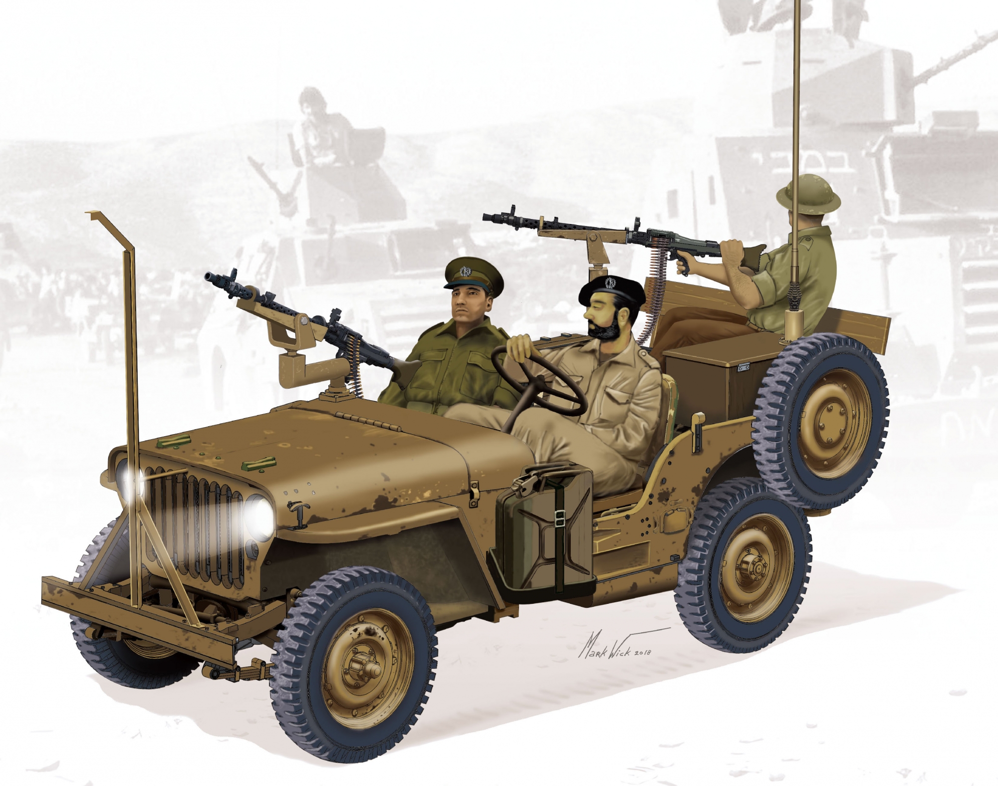 рисунок IDF 1/4-Ton 4x4 Truck w/MG-34 Machine Guns