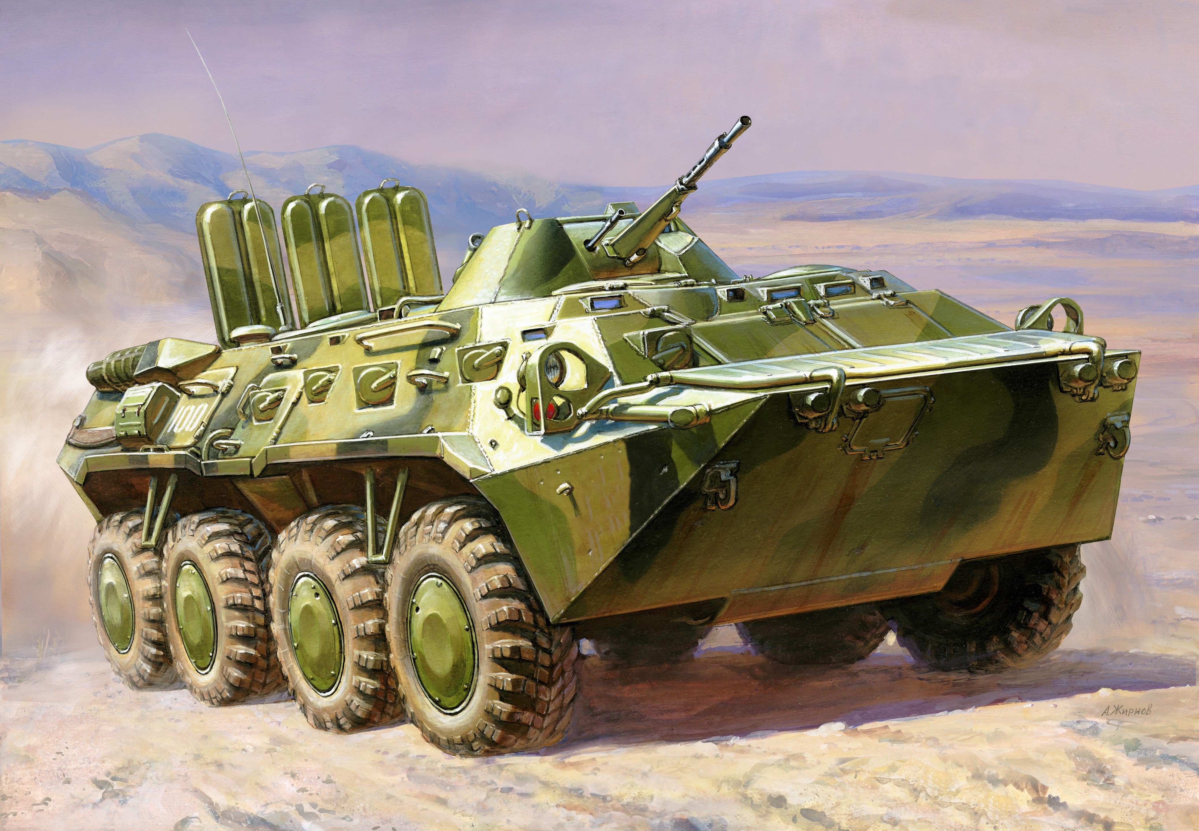 рисунок Советский бронетранспортер БТР-80