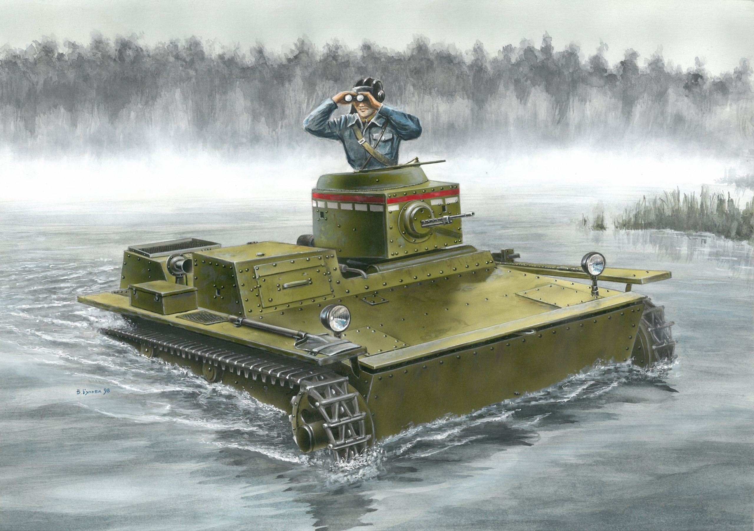 рисунок Плавающий танк Т-38