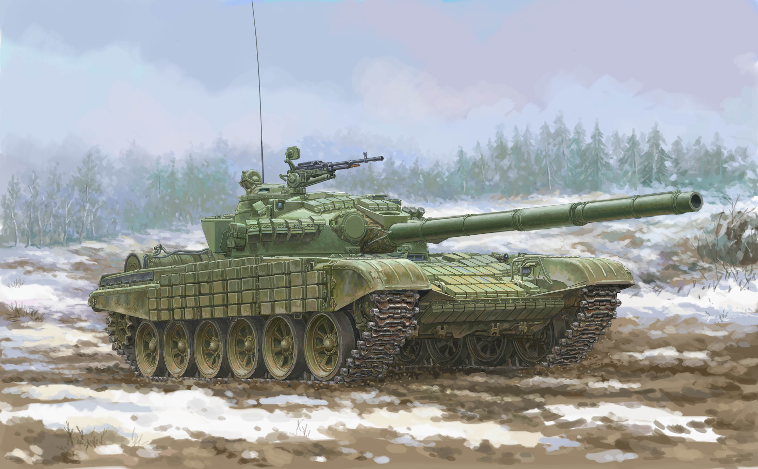 рисунок Russian T-72 Ural with Kontakt-1 Reactive Armor