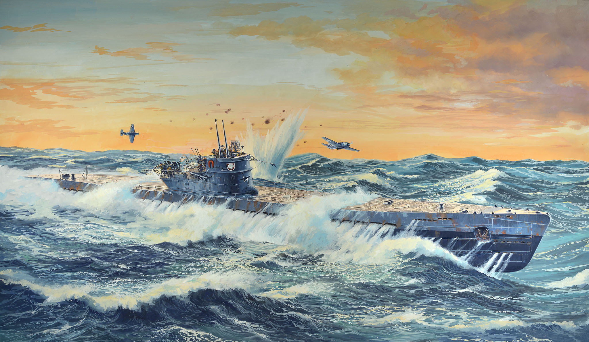 рисунок German Submarine Type IX C (U-505 Late)