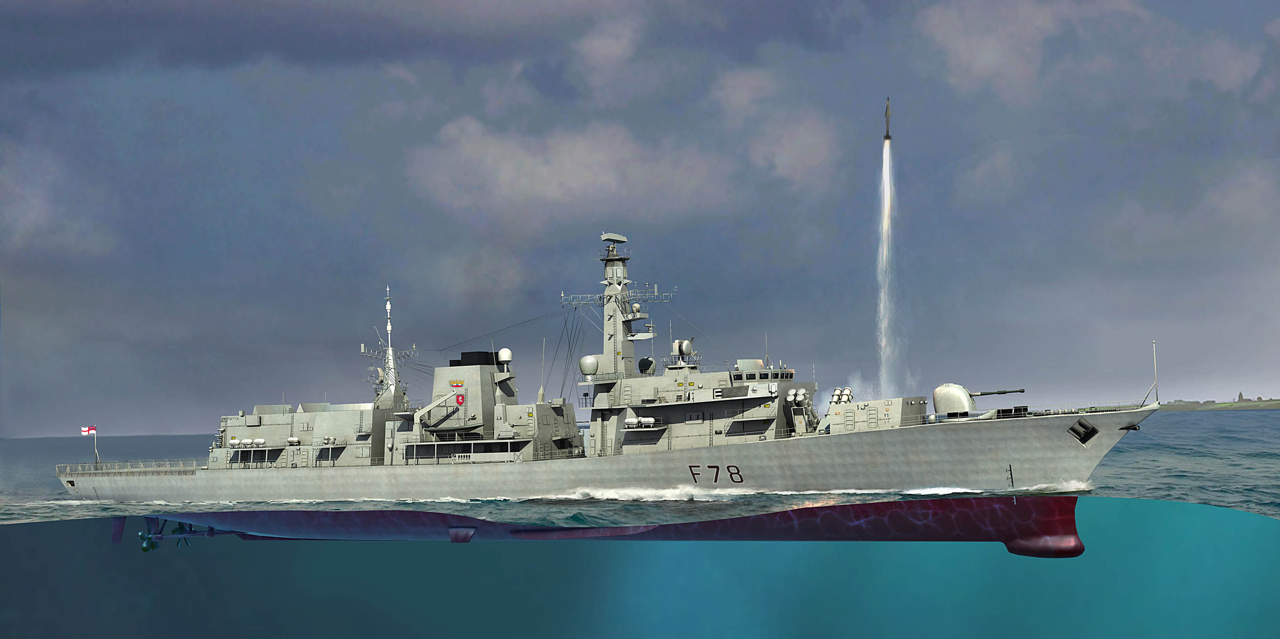 рисунок HMS Type 23 Frigate - Kent (F78)