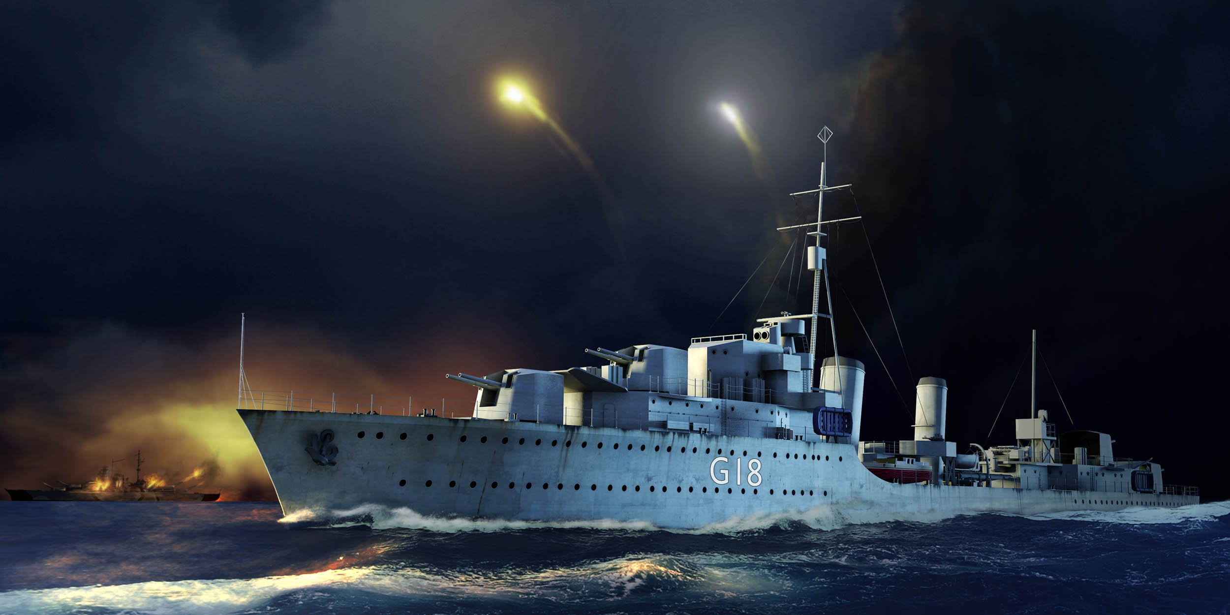 рисунок HMS Zulu Destroyer Tribal Class (1941)