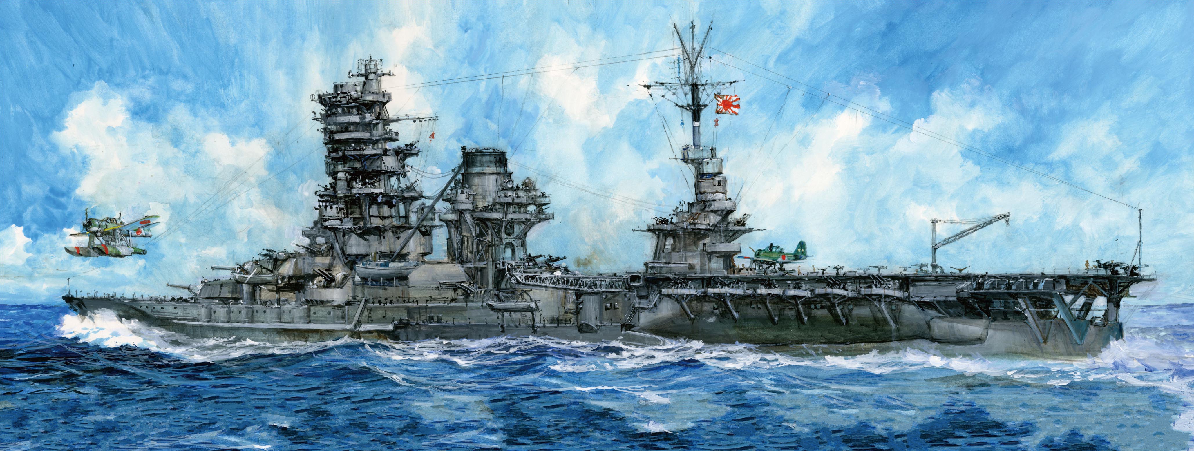 рисунок IJN Carrier Battleship Hyuga 1944