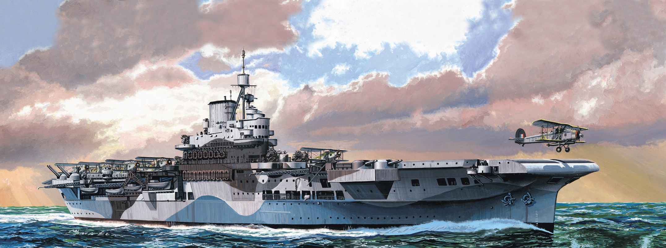 рисунок HMS Illustrious British Aircraft Carrier