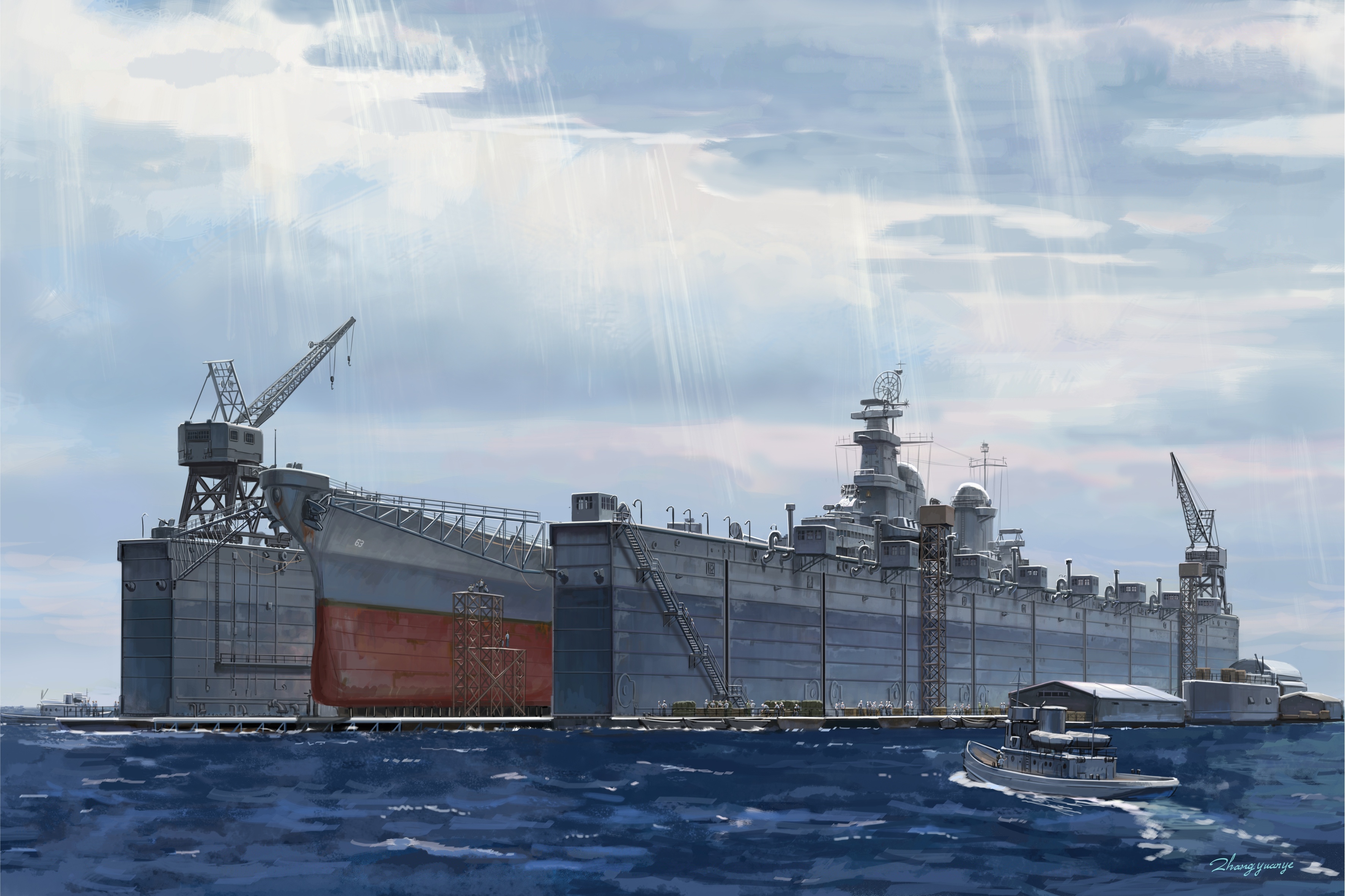 рисунок USS ABSD-1 Large Auxiliary Floating Dry Dock