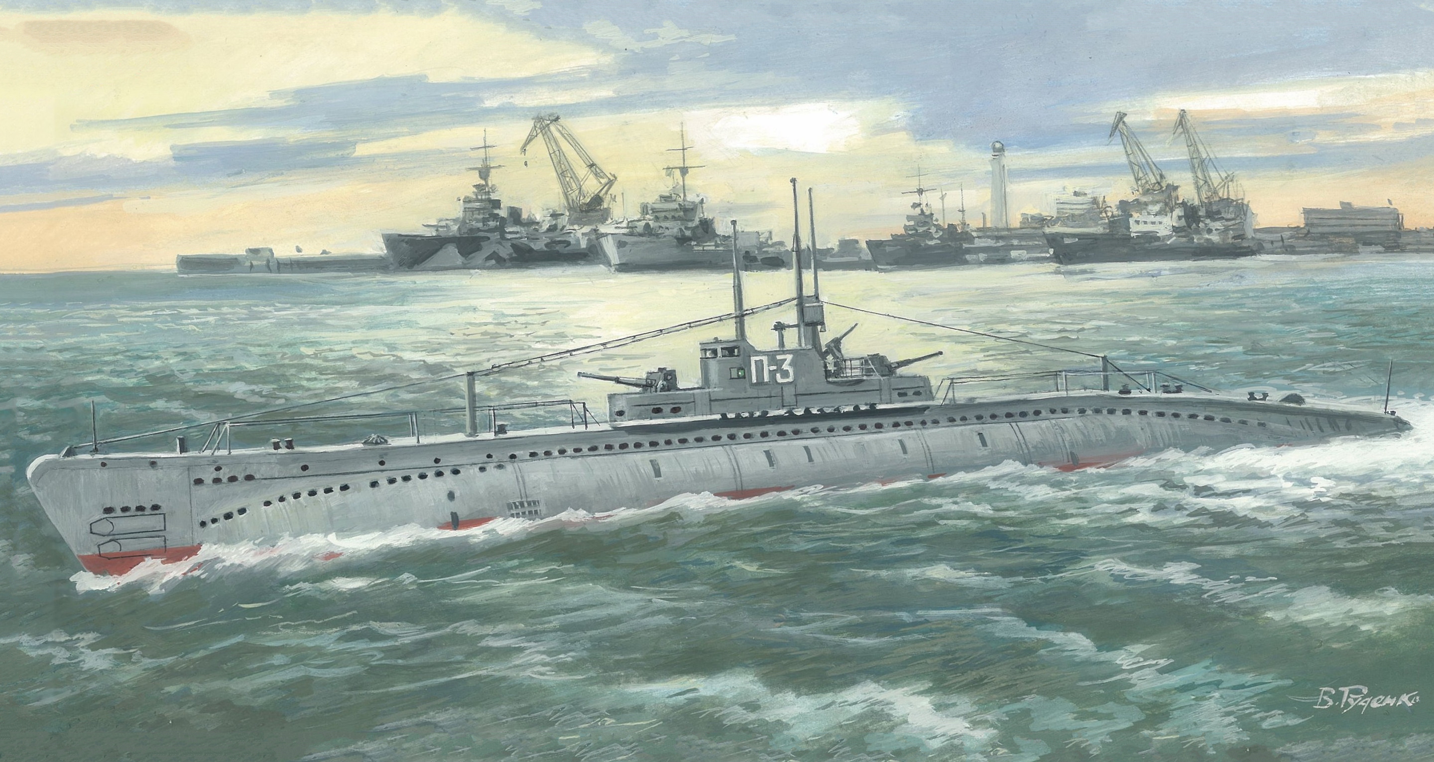 рисунок Iskra (Spark) Soviet Pravda-class Submarine