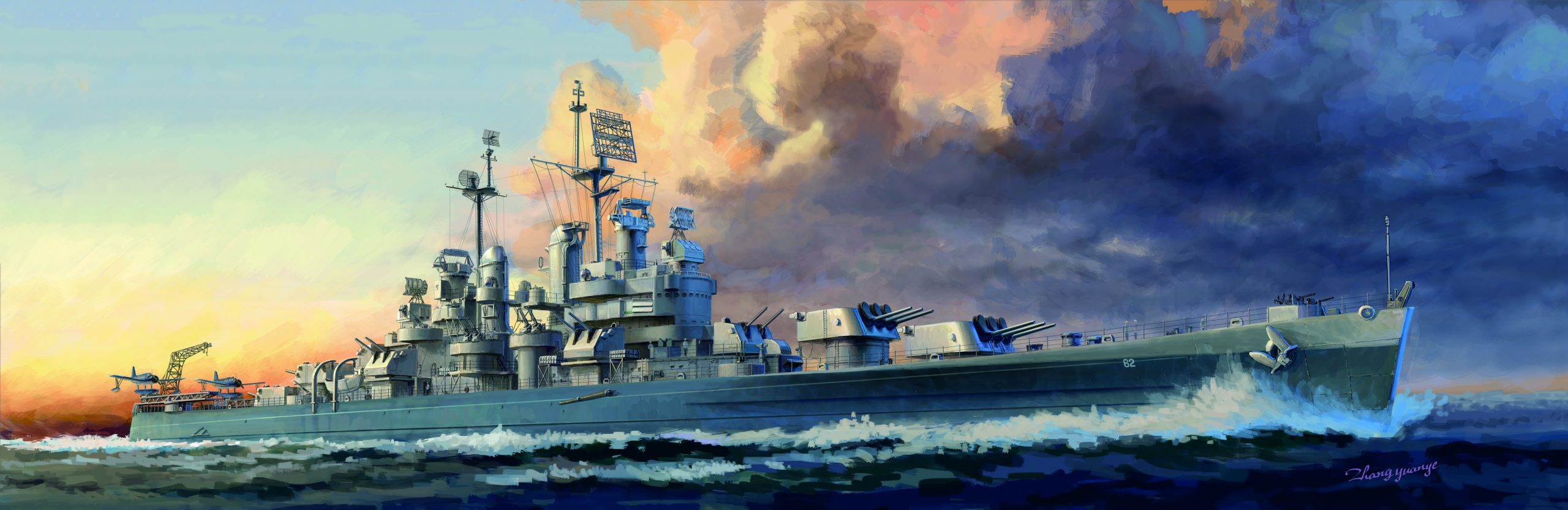 рисунок USS Birmingham CL-62 US Navy Light Cruiser