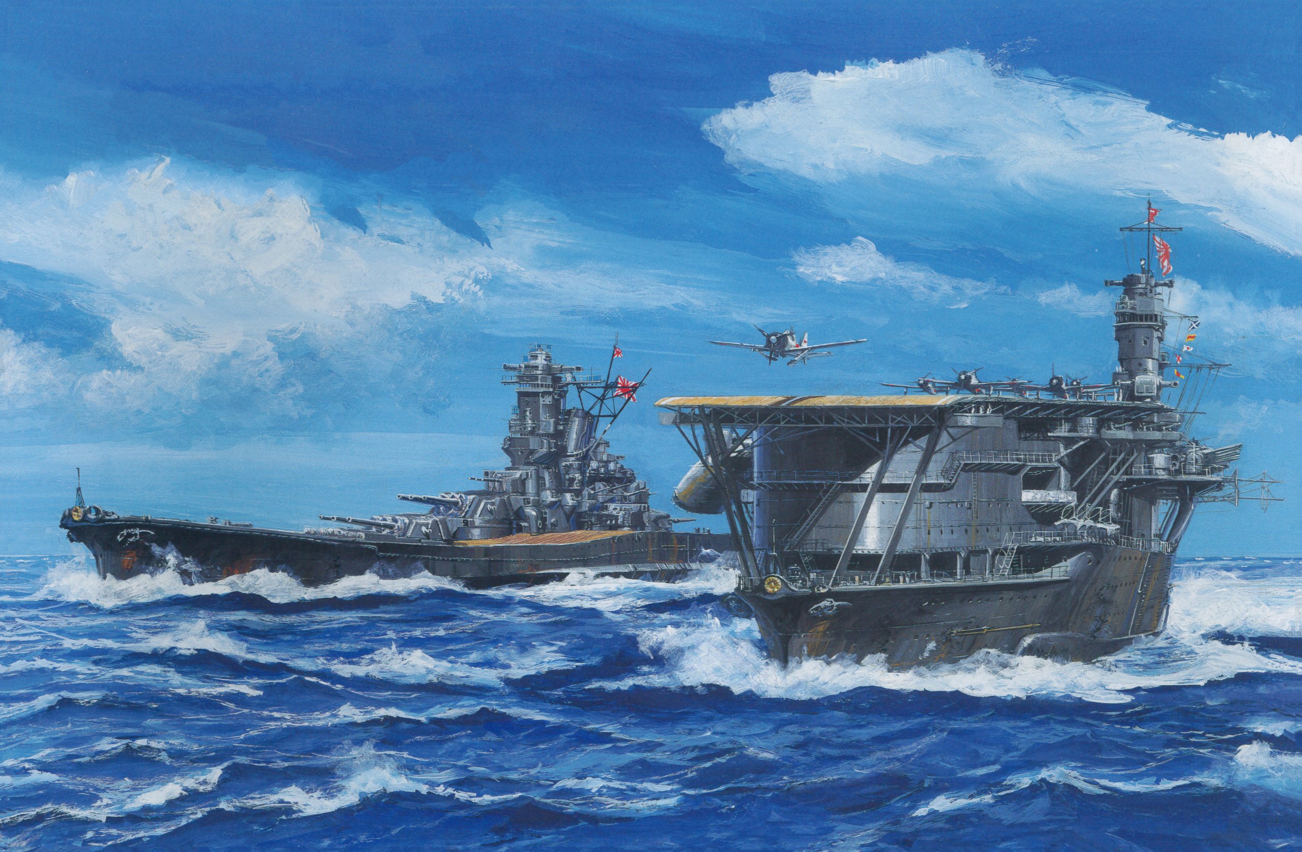 рисунок Battleship Yamato/Aircraft Carrier Akagi