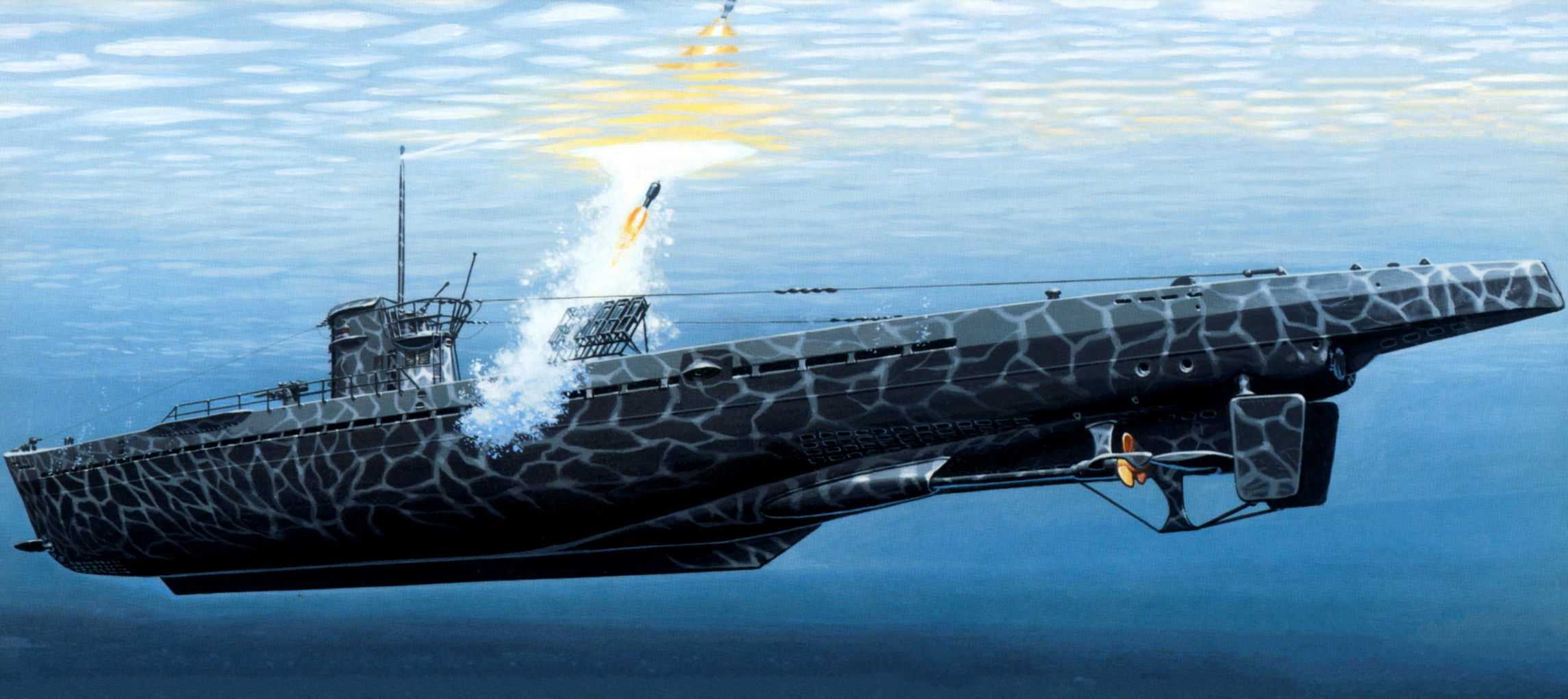 рисунок German submarine U-511 Type IX B Turm I w/WG 42