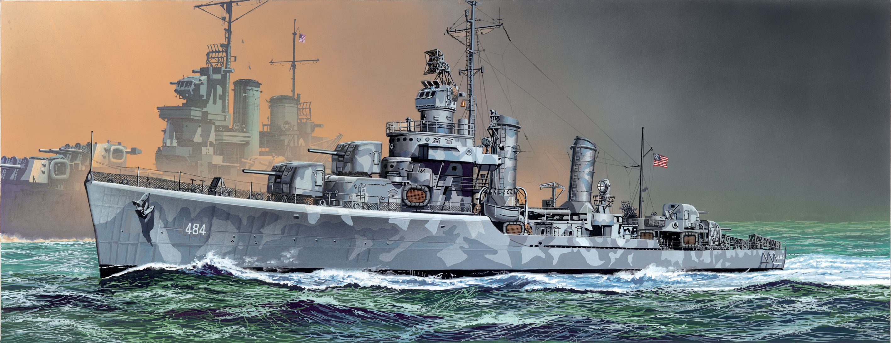 рисунок Gleaves Class Destroyer USS Buchanan DD-484 1942