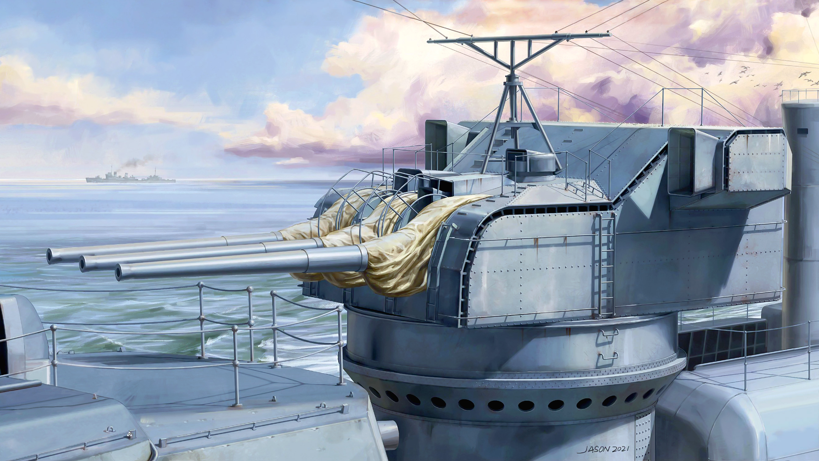 рисунок Battleship Yamato 15.5 cm/60 3rd Year Type Gun Tur