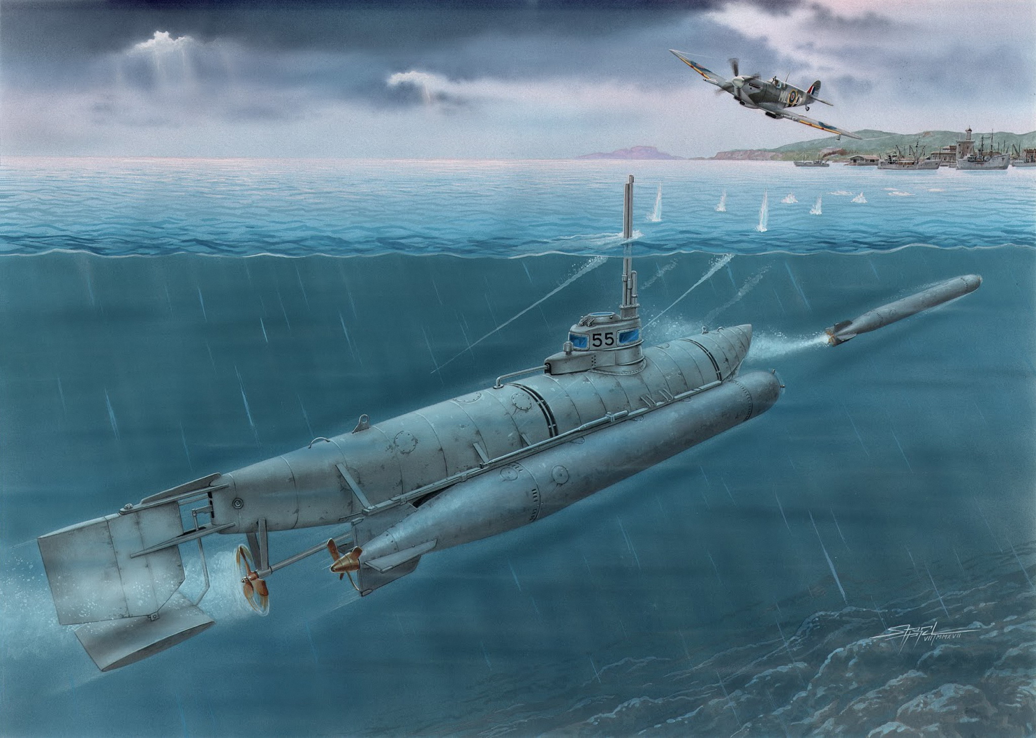 рисунок Biber "German Midget Submarine"