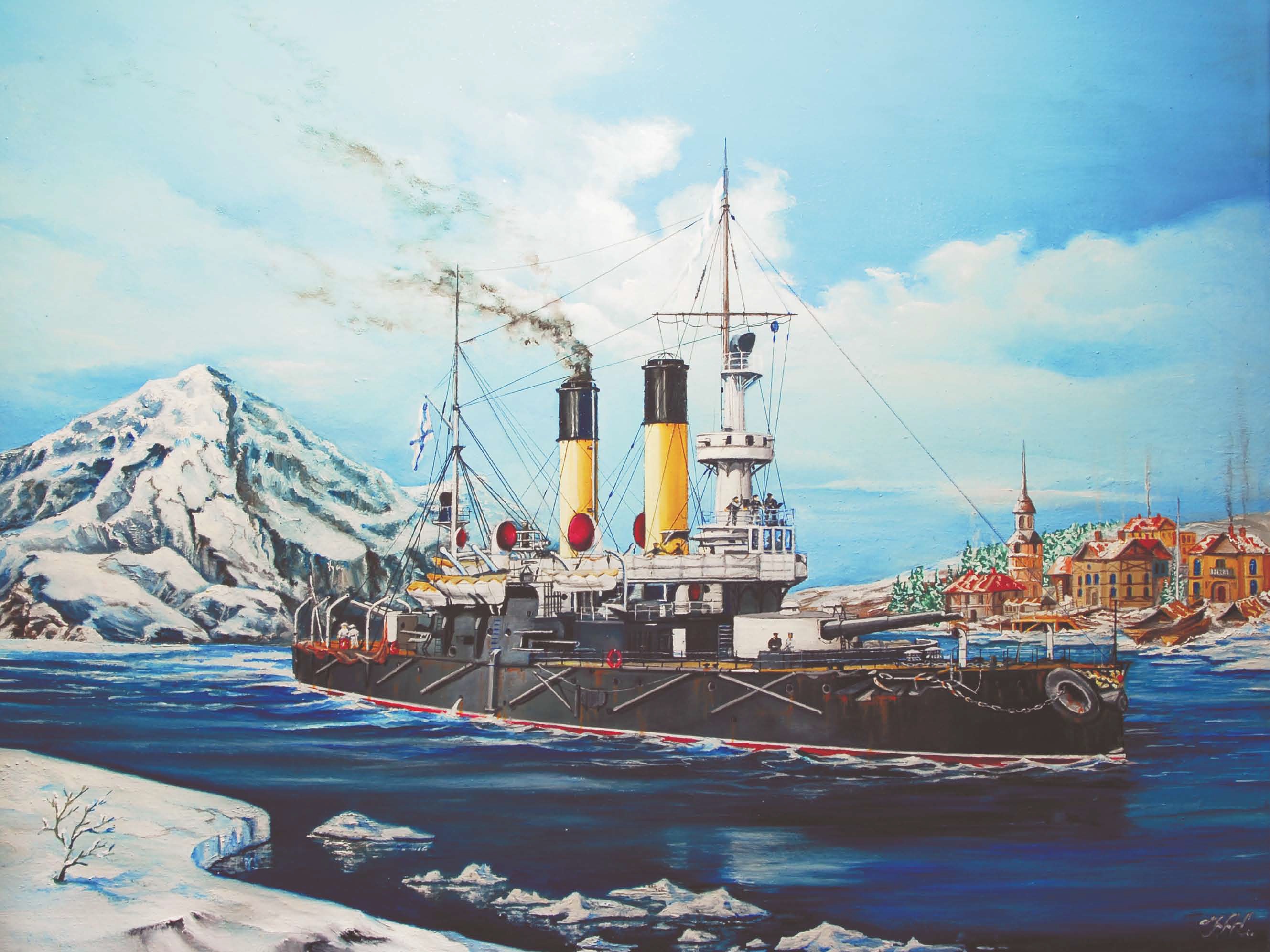 рисунок Броненосец береговой обороны «Адмирал Ушаков»