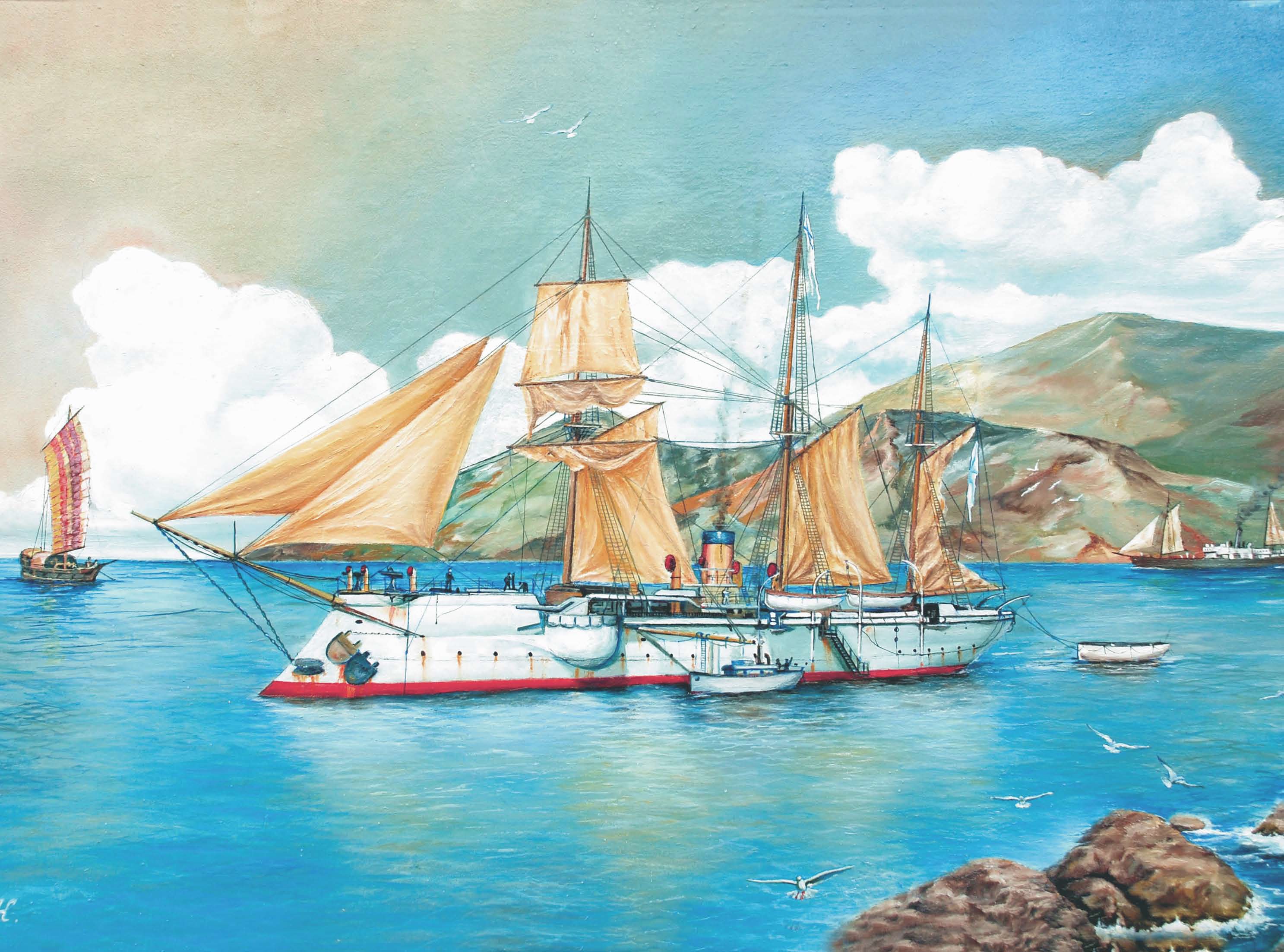 рисунок Канонерская лодка «Кореец» в Порт-Артуре. 1902 год
