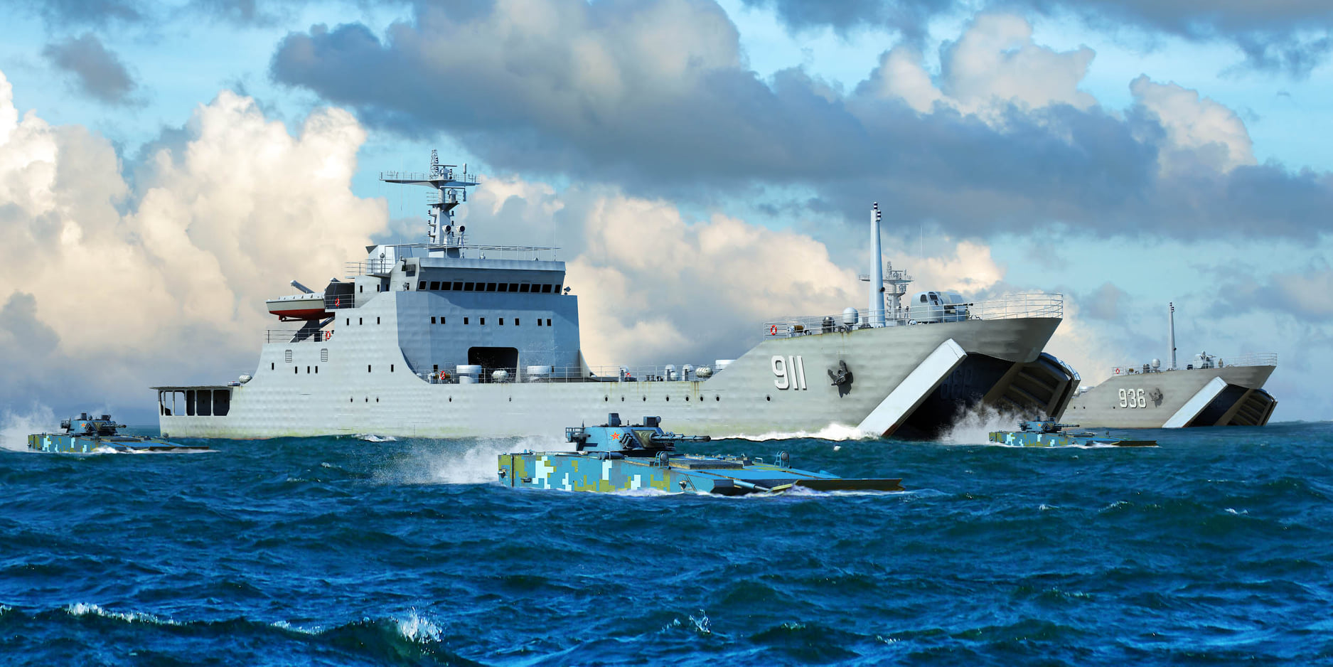 рисунок PLA Navy Type 072A LST