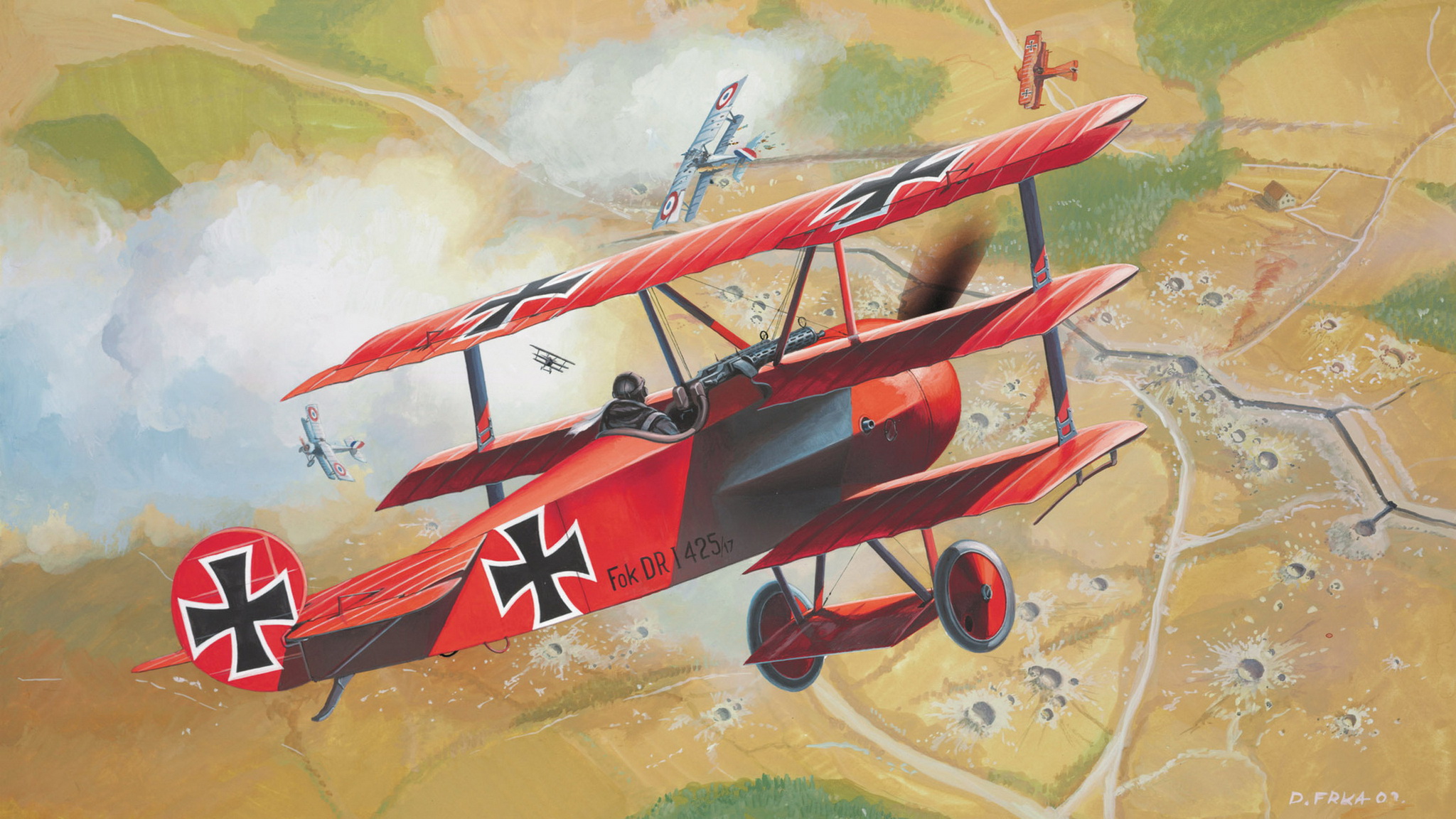 рисунок German WWI Fighter Fokker DR.1 Triplane