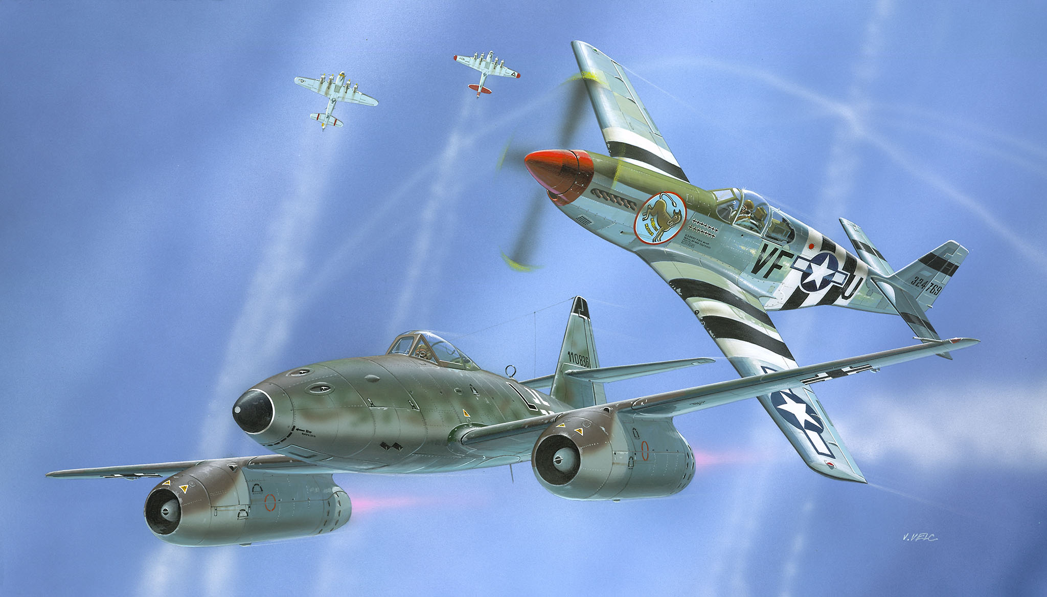 рисунок Me 262 & P-51B