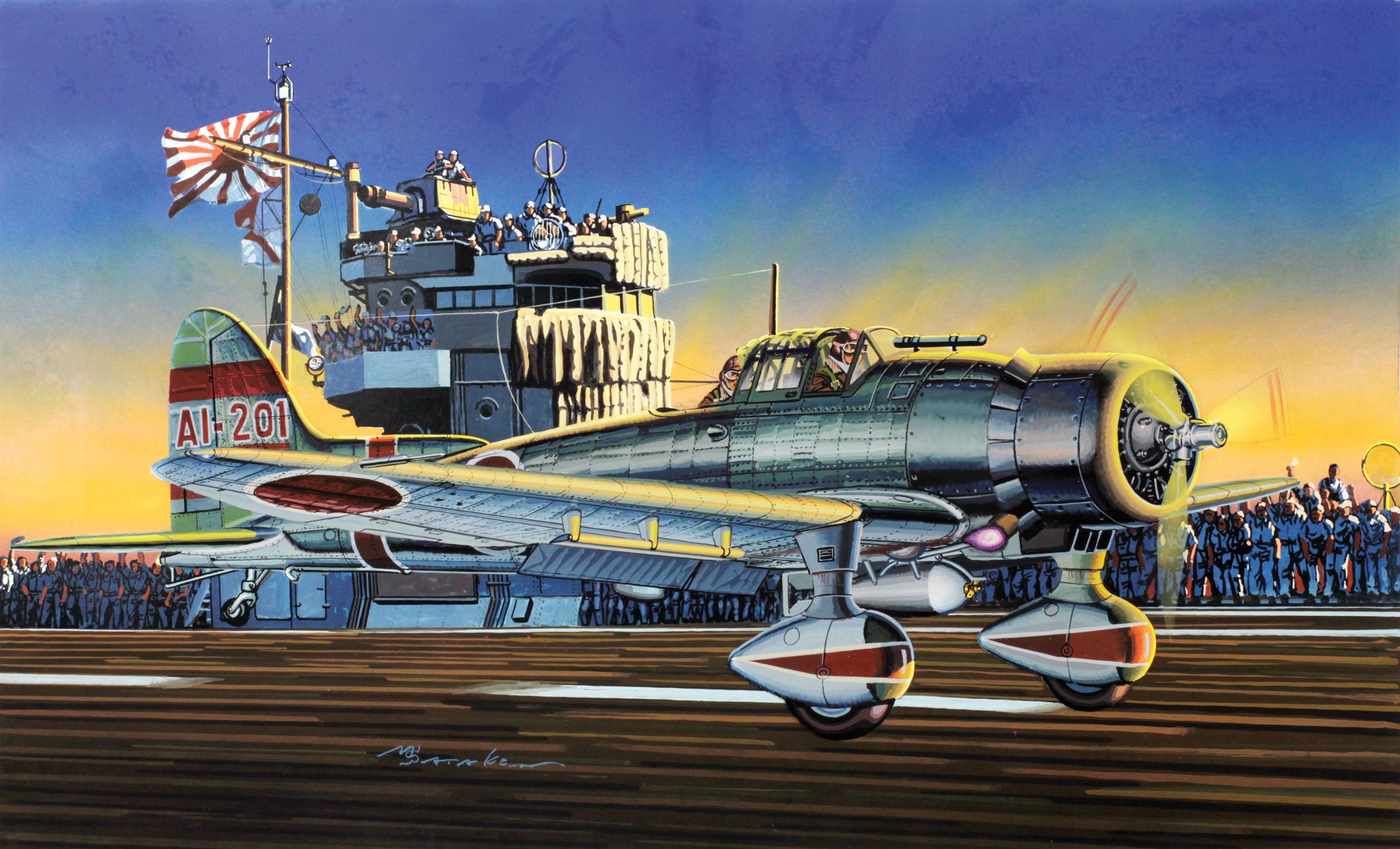 рисунок Aichi Type 99 "Val" Dive-Bomber (Midway 1942)