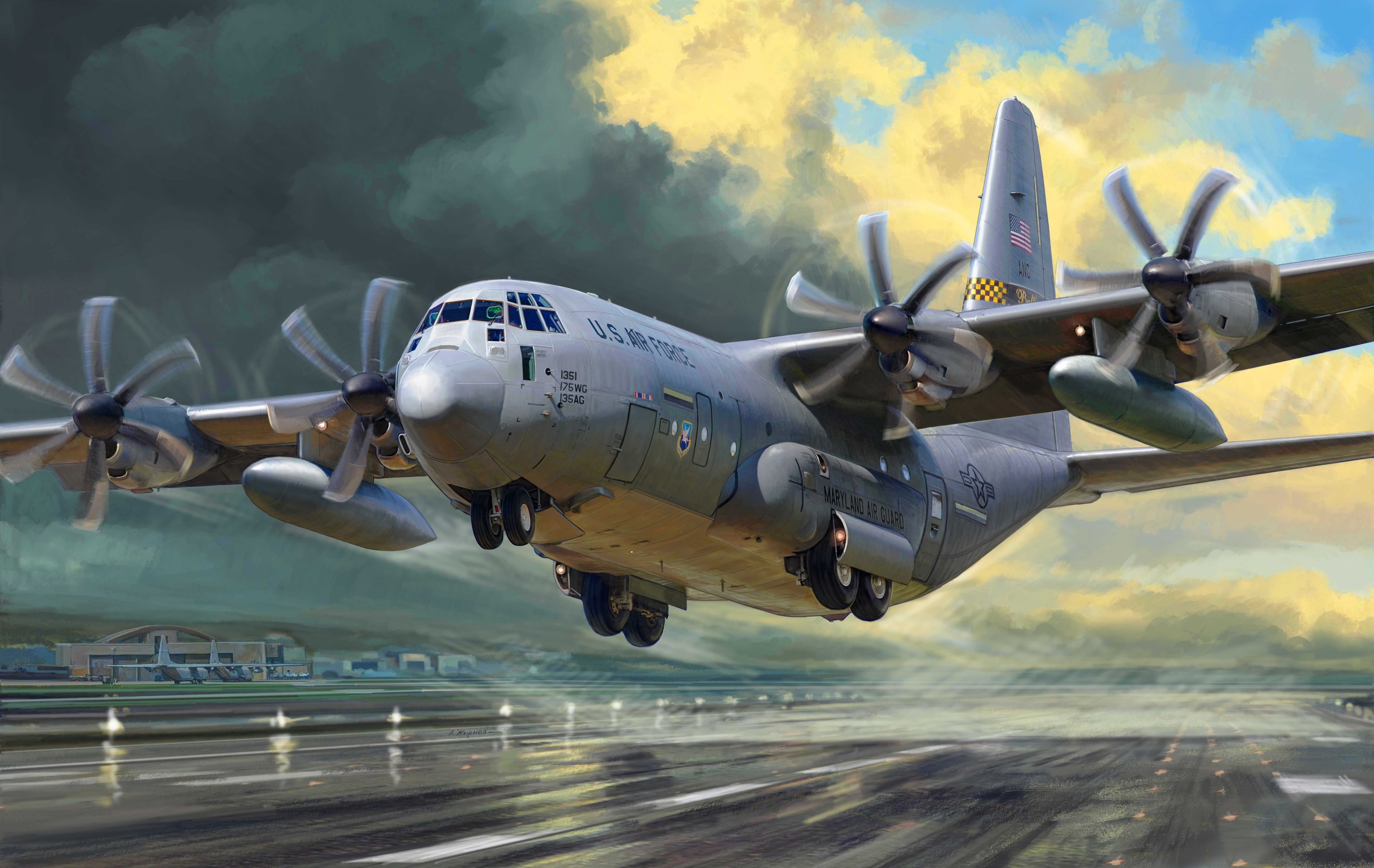 рисунок Американский военно-транспортный самолет С-130J
