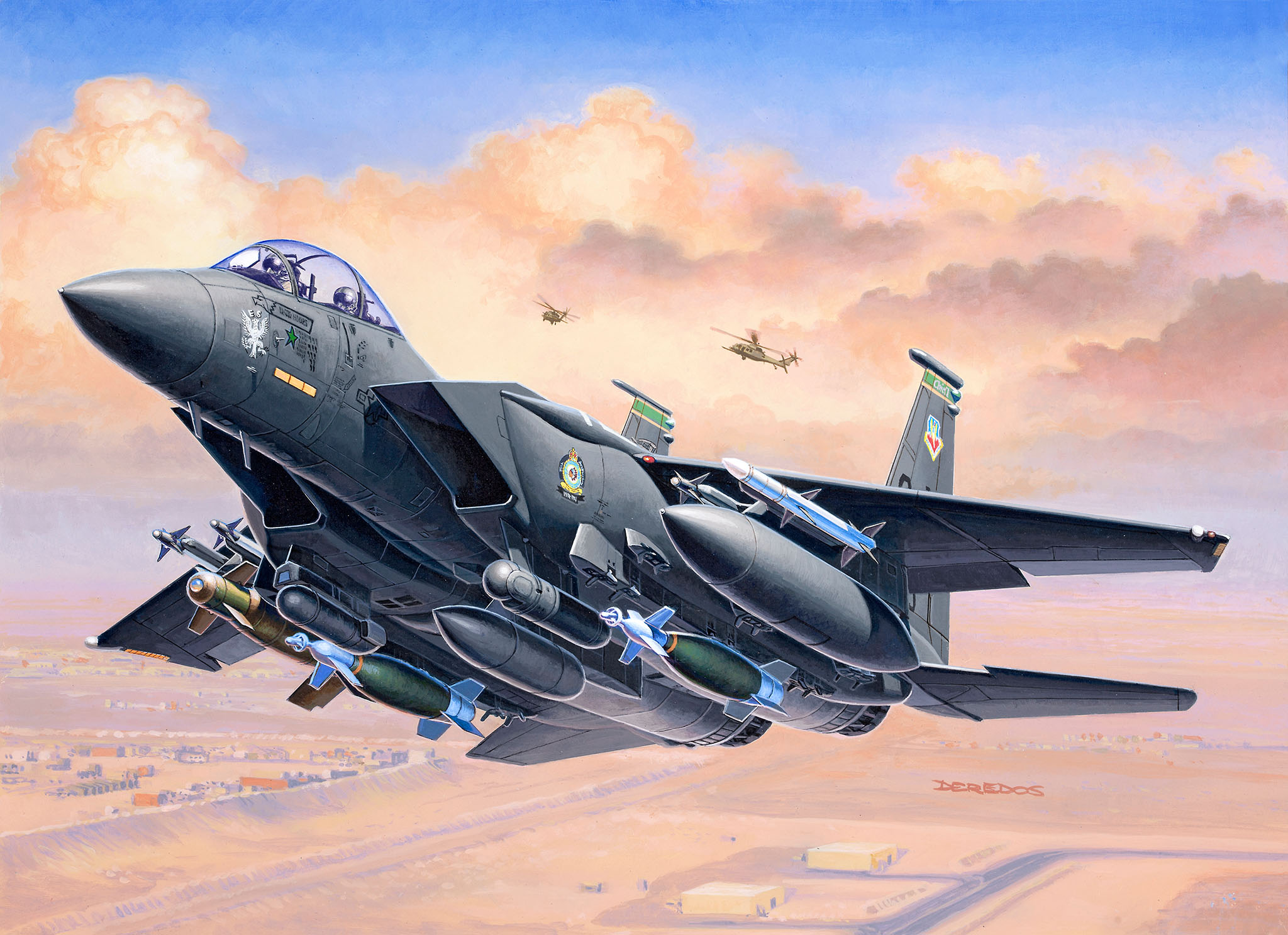 рисунок F-15E Strike Eagle & Bombs