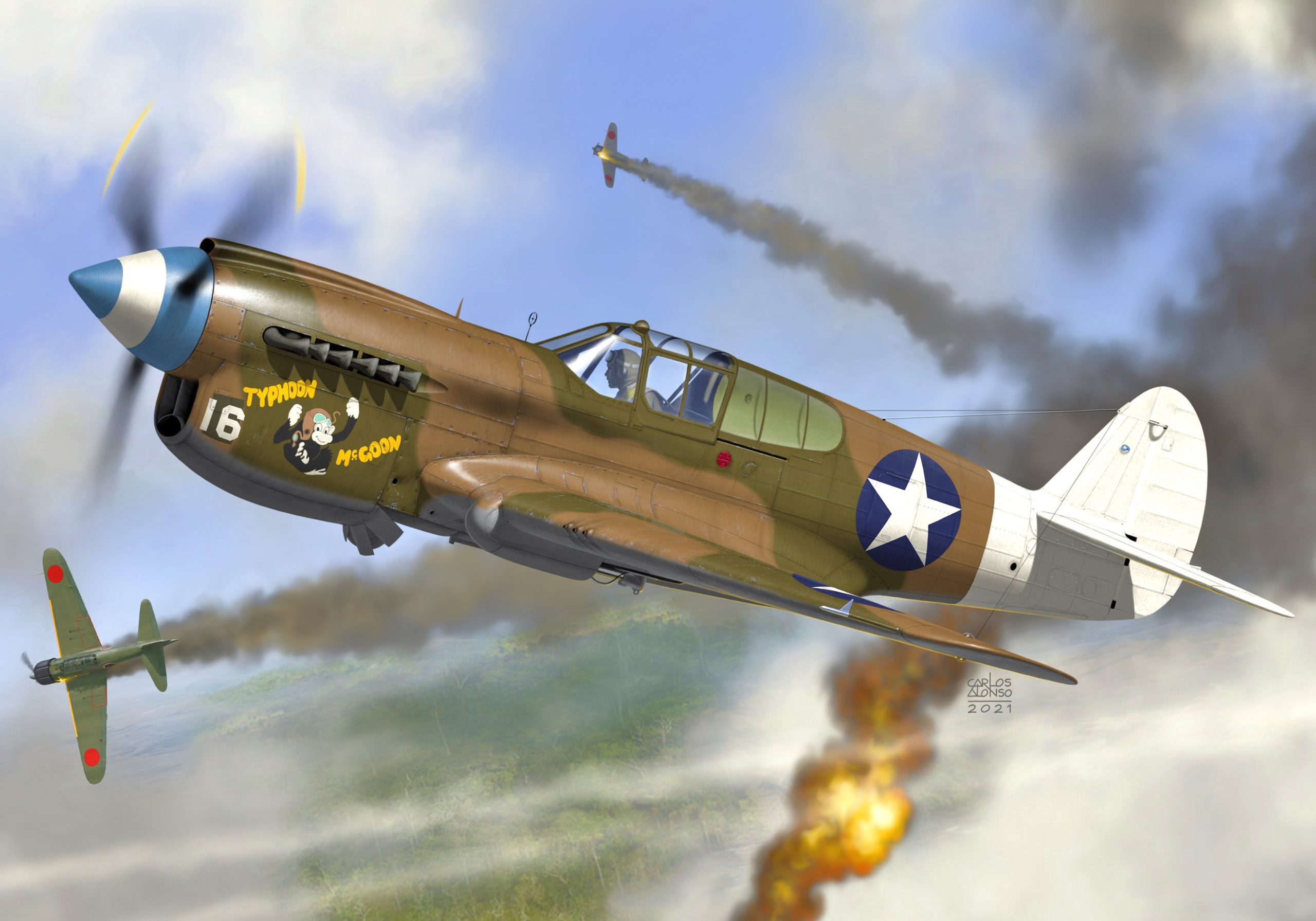 рисунок Curtiss P-40E Warhawk