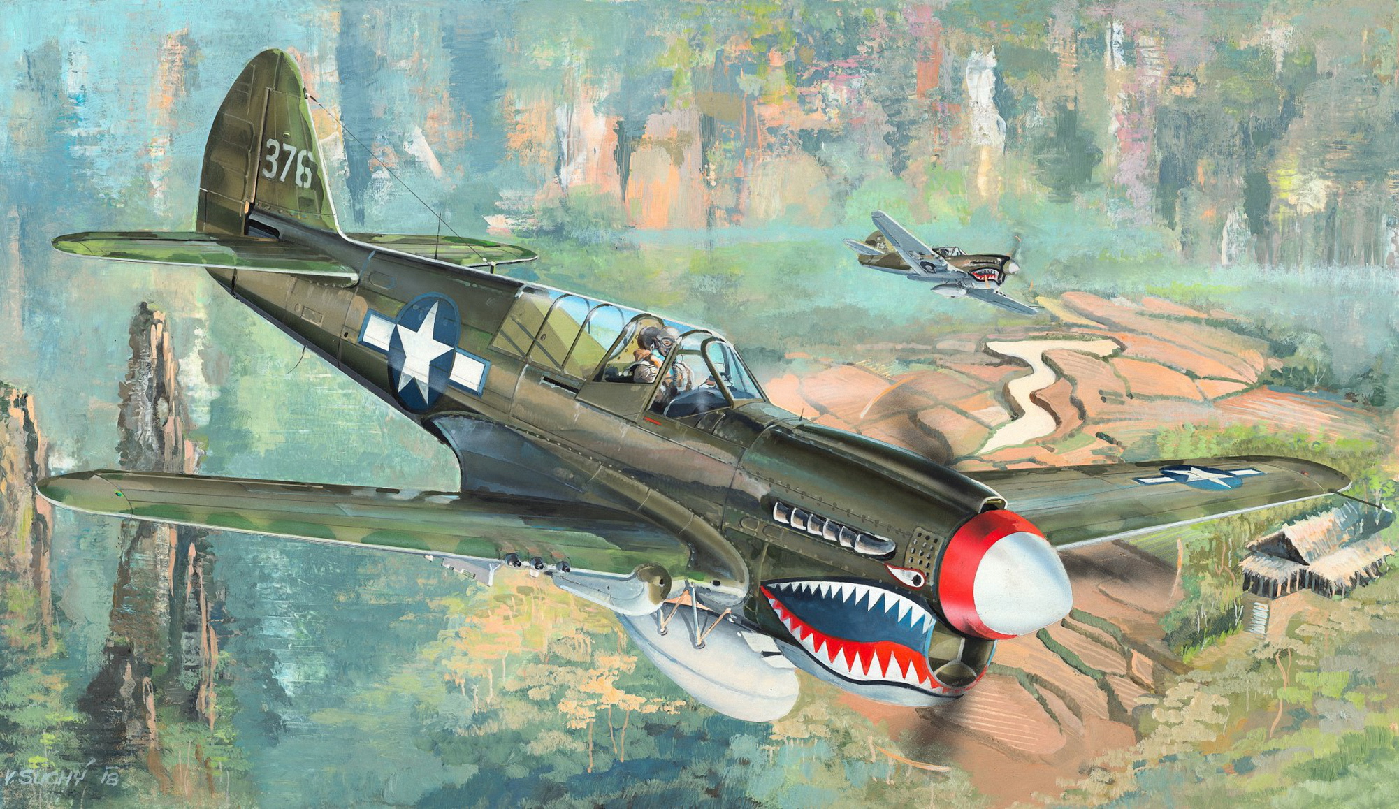 рисунок Curtiss P-40N Warhawk