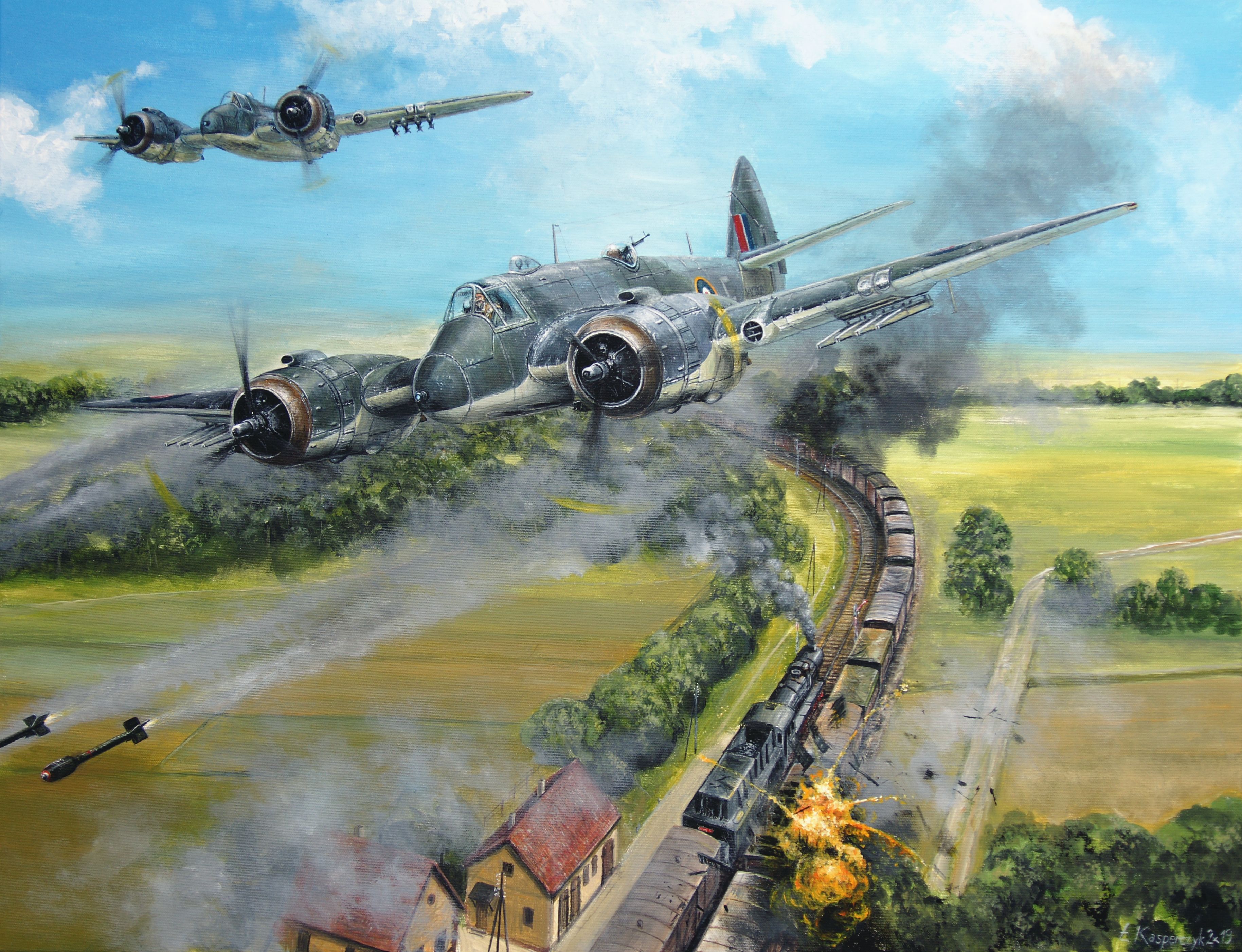 рисунок Bristol Beaufighter атакует эшелон