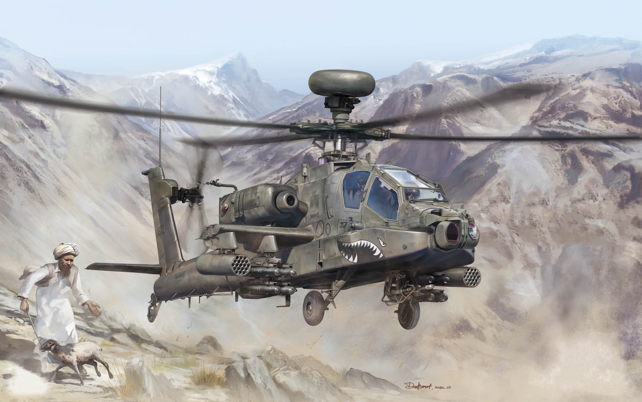 рисунок AH-64D Apache Longbow Attack Helicopter