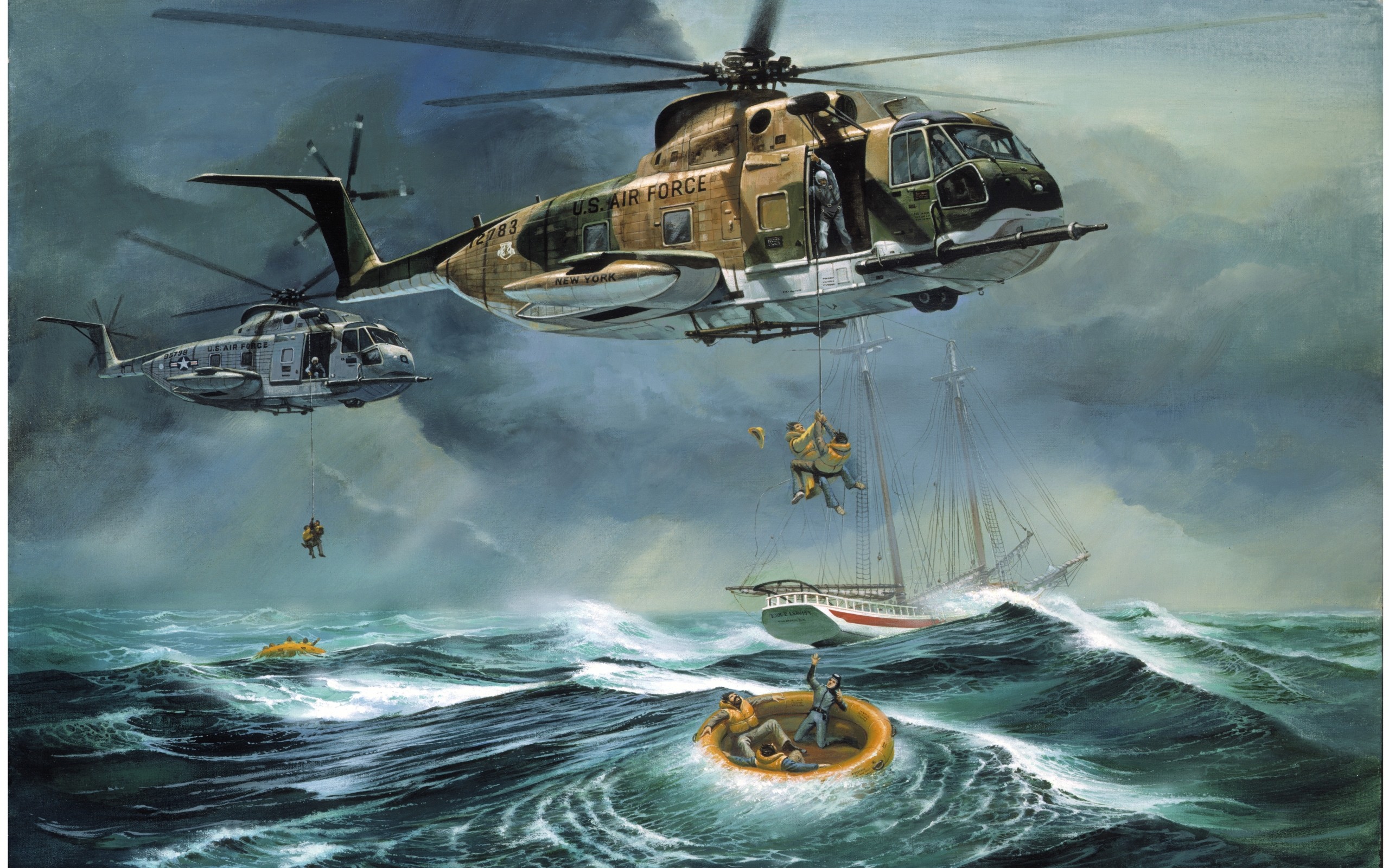 рисунок Спасательный вертолет