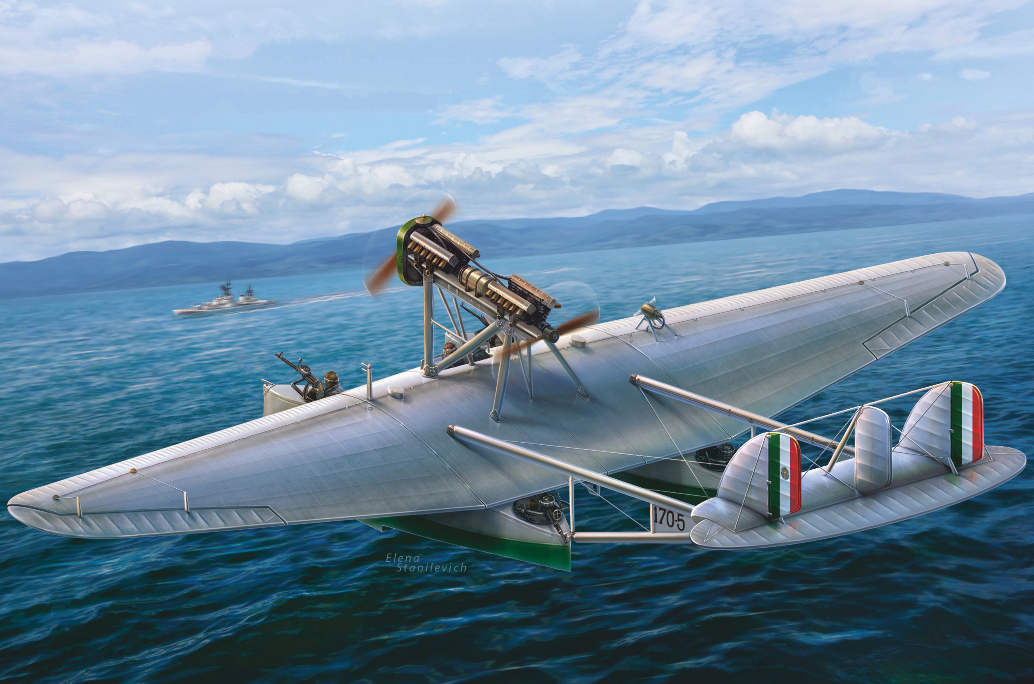 рисунок Savoia-Marchetti S.55 Italian Torpedo Bomber