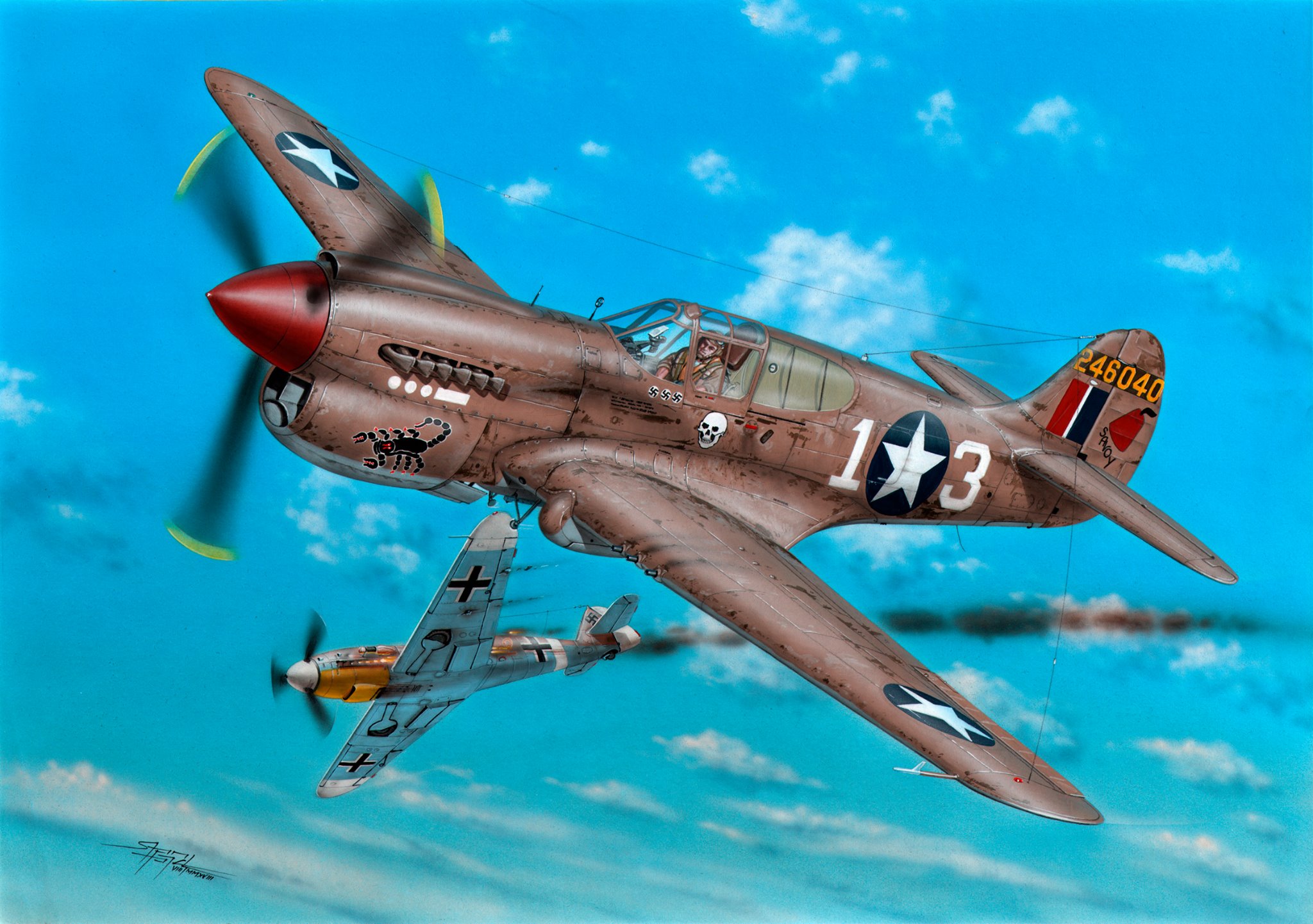 рисунок Curtiss P-40K Kittyhawk