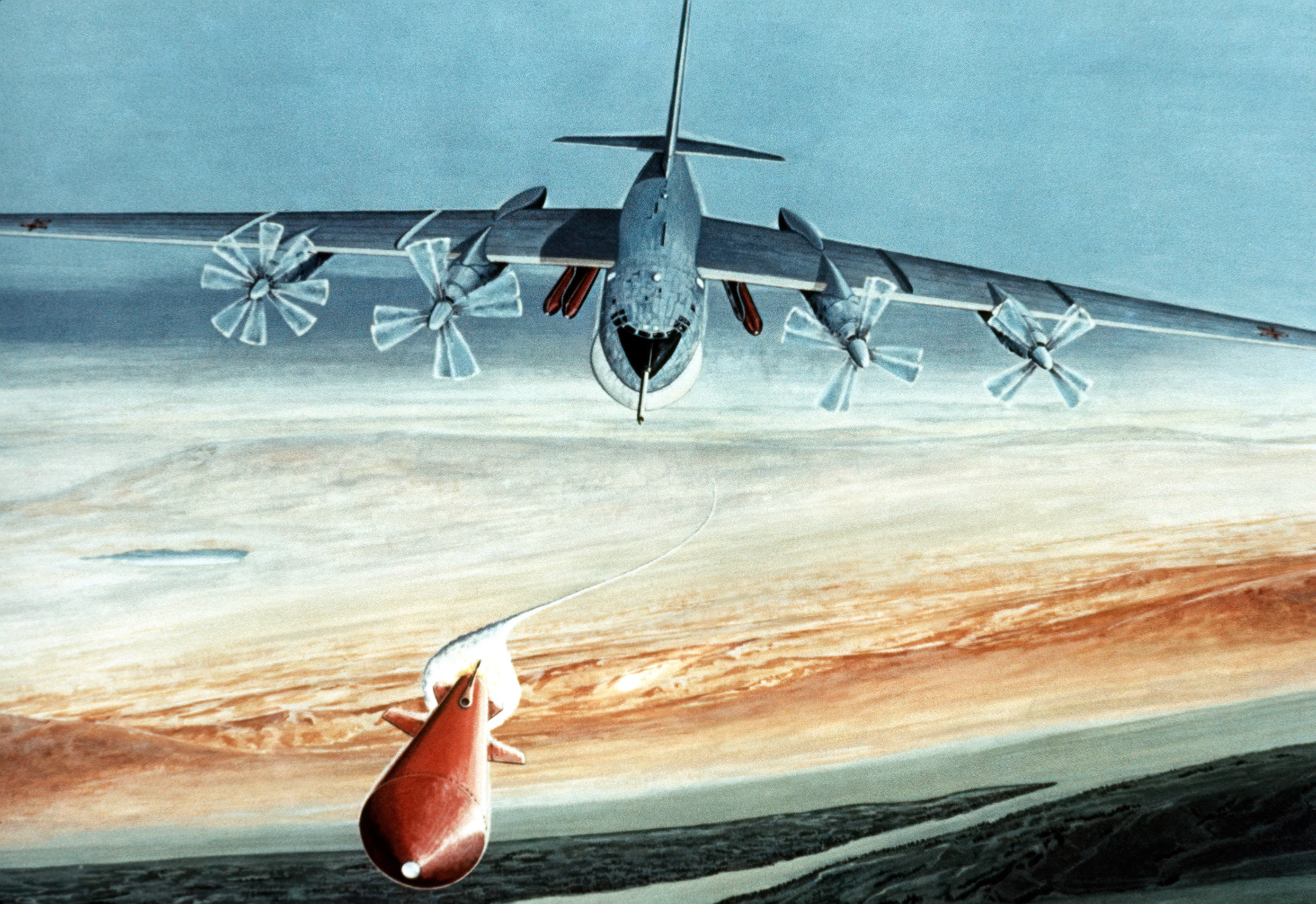 рисунок Ту-95 пускает ракету Х-55
