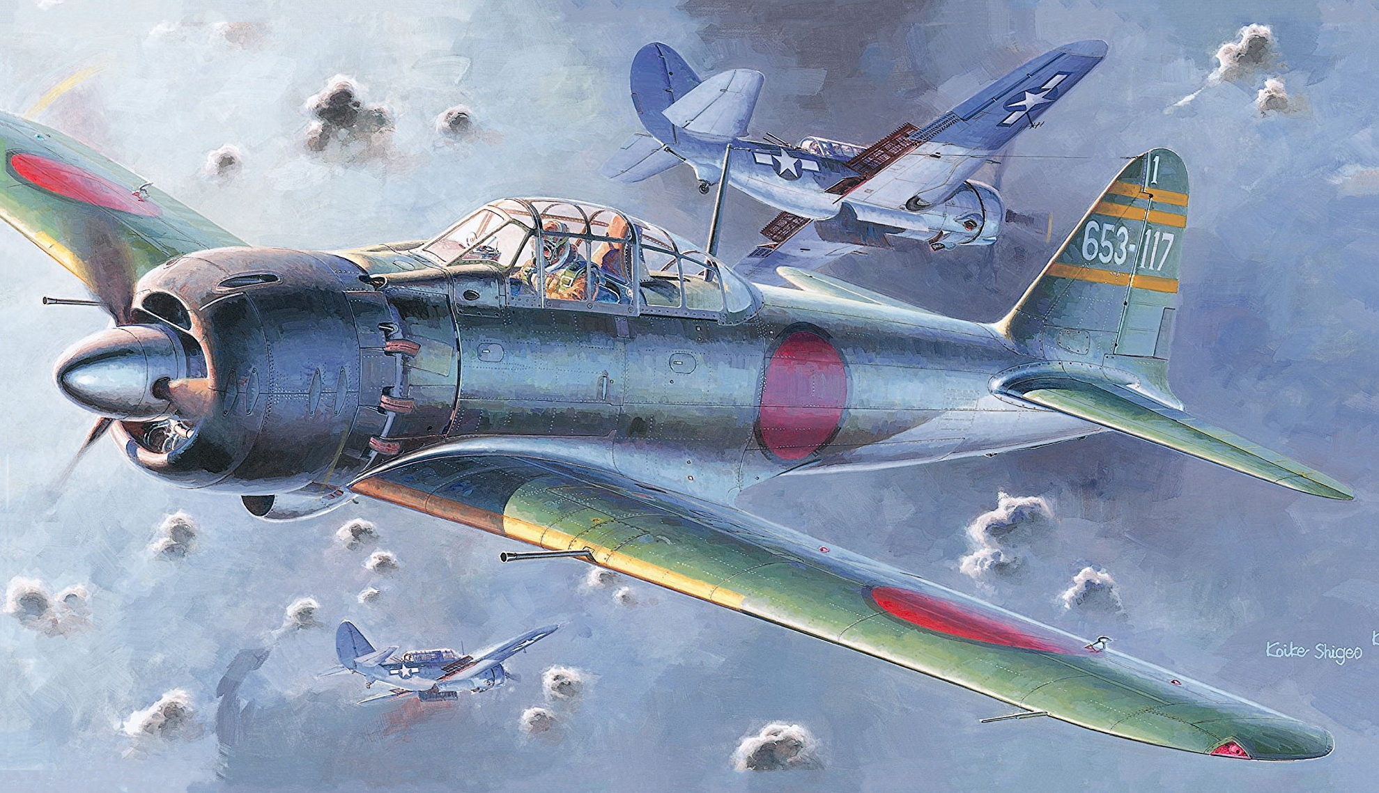 рисунок Mitsbishi A6M5 Zero Fighter Type 52