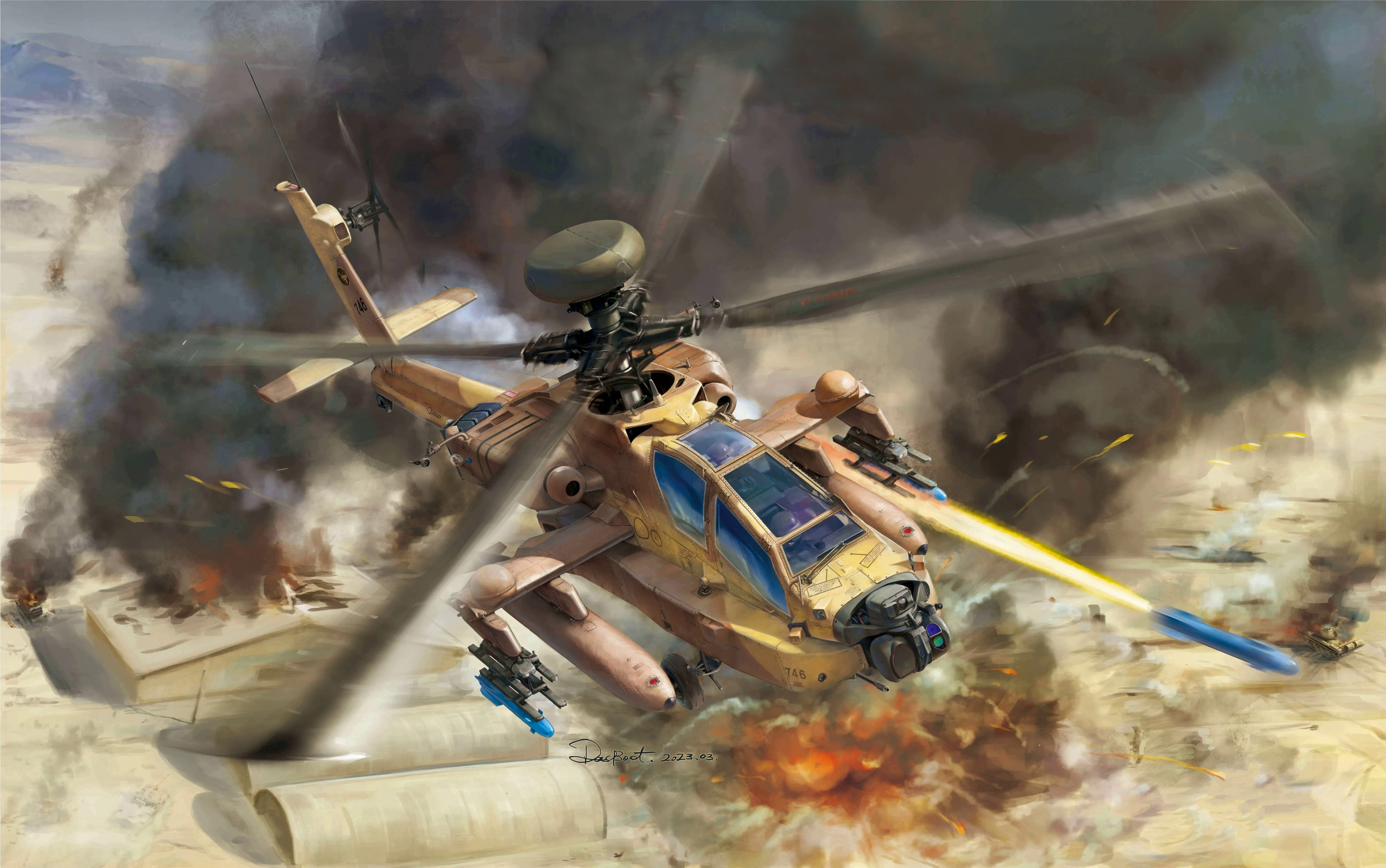 рисунок AH-64DI Saraf Attack Helicopter