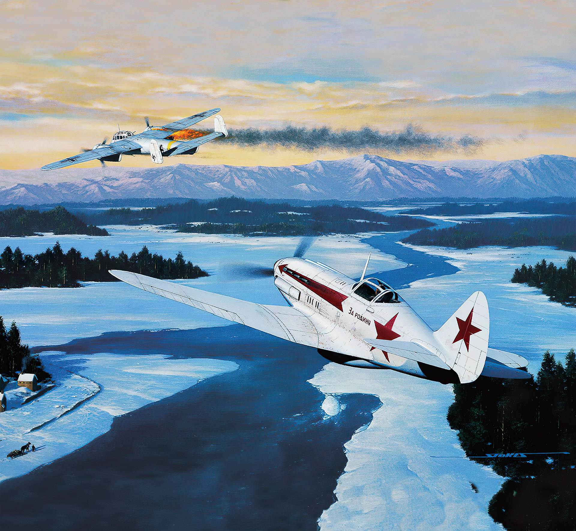 рисунок МиГ-3 против До-217