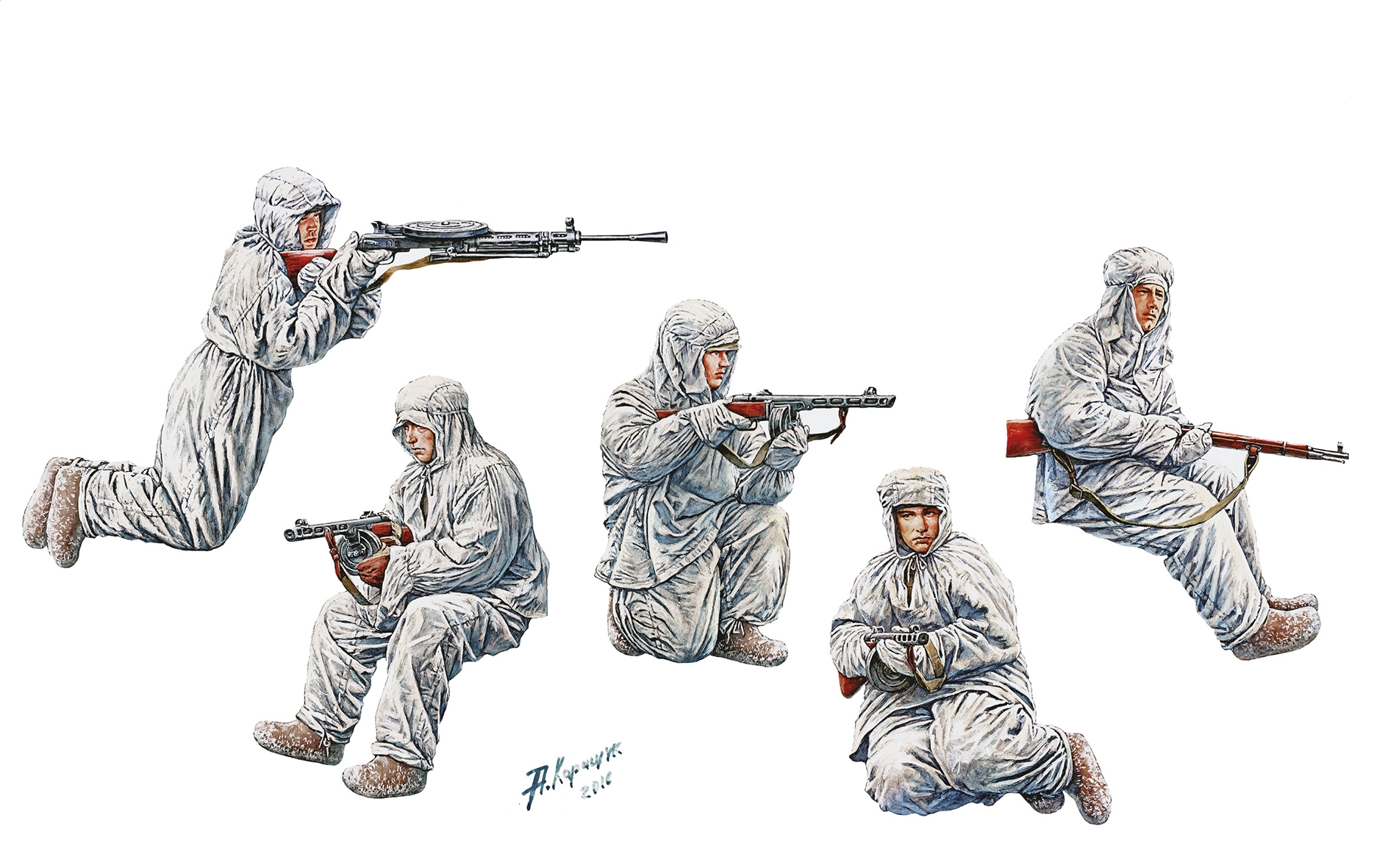 рисунок Soviet Assault Infantry (Winter Camouflage Cloaks)